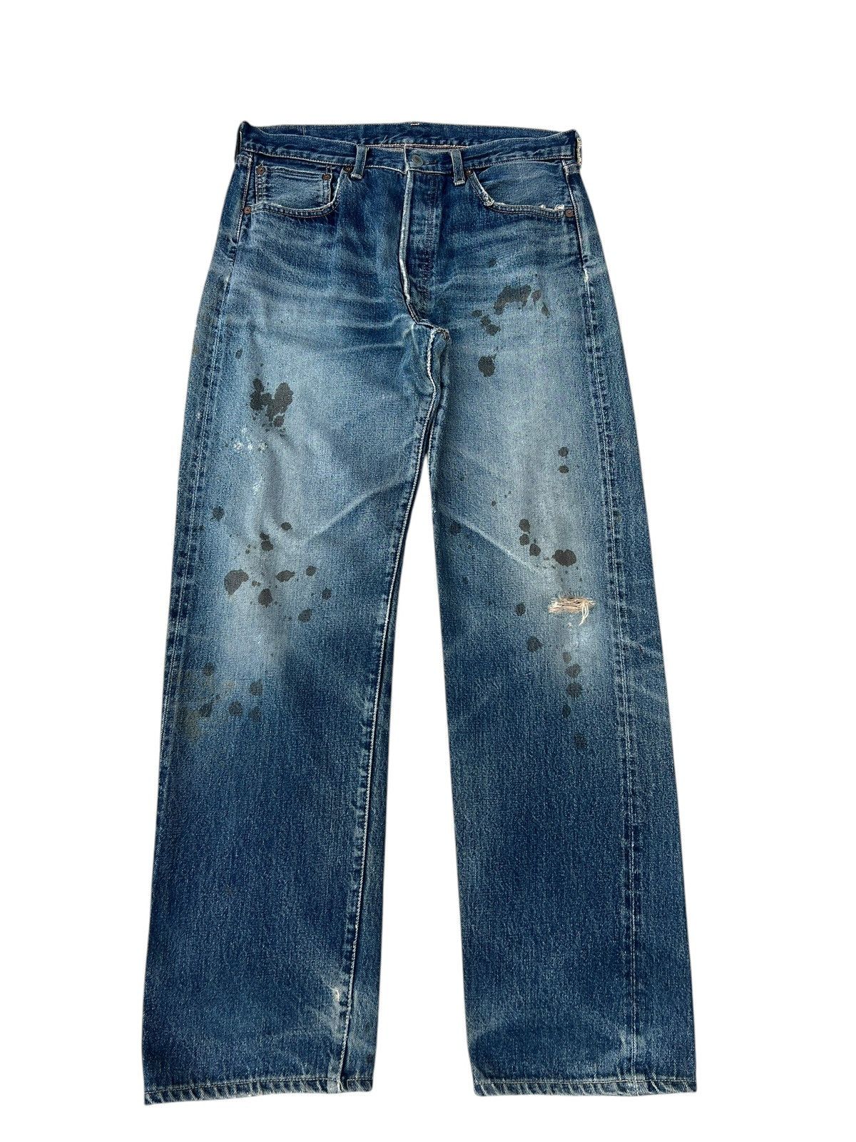 Levi's Vintage Clothing VTG 2002 Levi’s LVC Distress Denim Selvedge Jeans Trashed Size US 32 / EU 48 - 1 Thumbnail