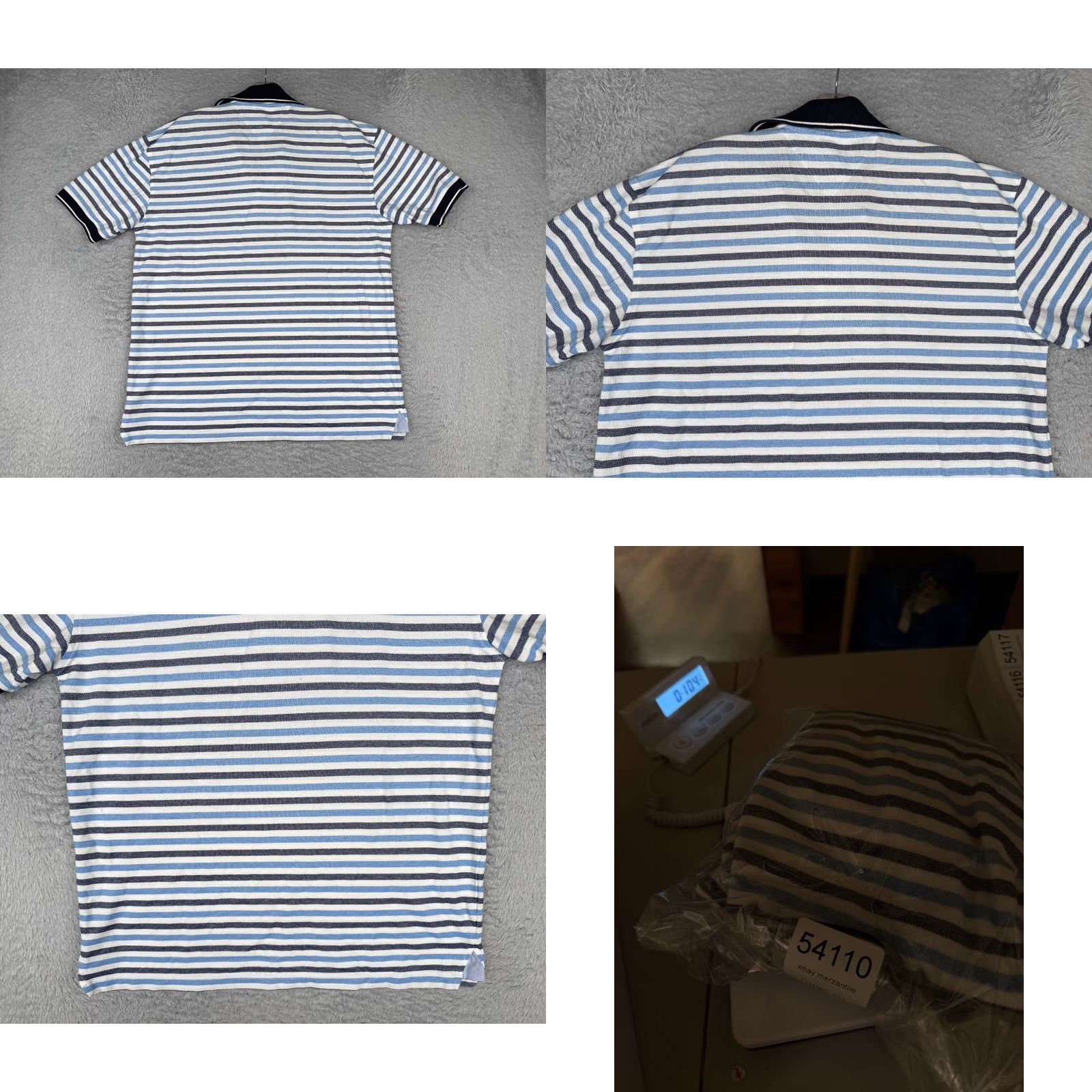 Tommy Hilfiger Tommy Hilfiger Polo Shirt Men Large White Blue Stripe Cotton Short Sleeve READ Size US L / EU 52-54 / 3 - 9 Thumbnail