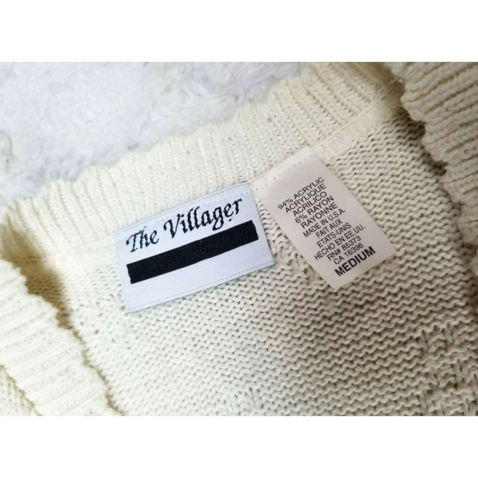 Vintage The Villager Vest Womens Medium Button Down V-Neck Perforated Ivory Snug Knit Solid Aztec Casual Womens Size M / US 6-8 / IT 42-44 - 3 Thumbnail