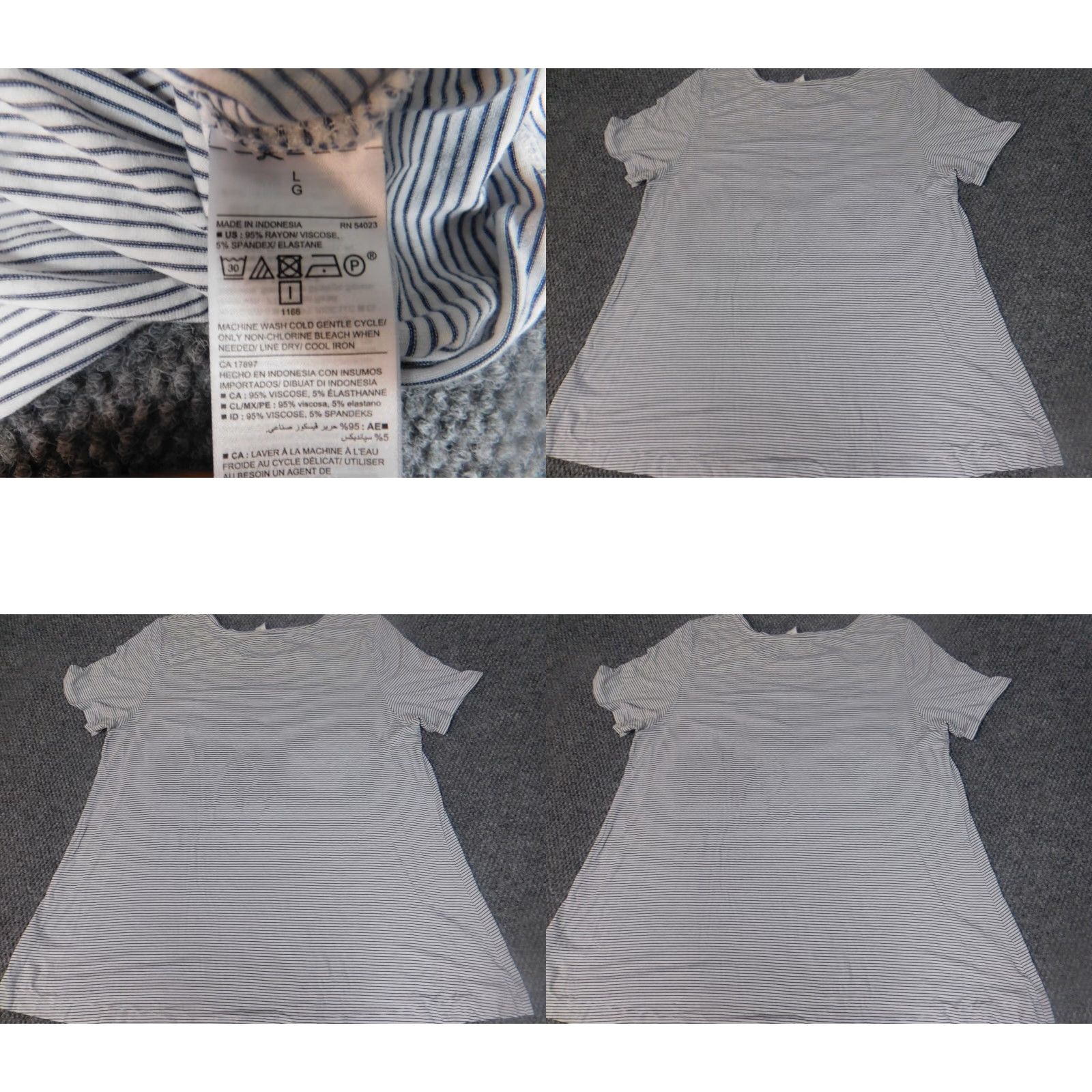 Old Navy Old Navy Blouse Shirt Womens Large White Striped Luxe Rayon Short Sleeve Collared Pullover Casual Basic White L Womens Size L / US 10 / IT 46 - 8 Thumbnail