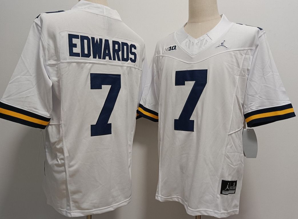 Other Men's Wolverines 7 Donovan Edwards White Jerseys Size US S / EU 44-46 / 1 - 1 Thumbnail