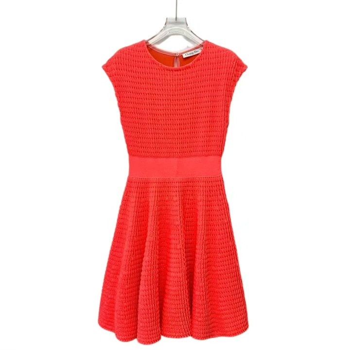 Dior Dior Orange Hollow Embroidery Sleeveless Dress Size S / US 4 / IT 40 - 1 Thumbnail