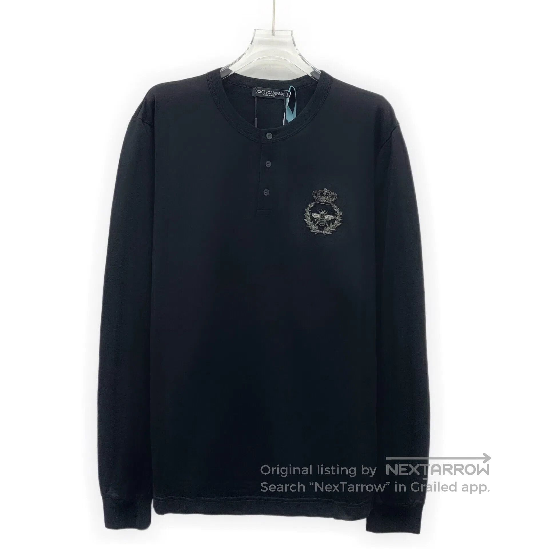 Dolce & Gabbana Dolce Gabbana Black cotton round neck long-sleeved T-shirt Size US L / EU 52-54 / 3 - 1 Thumbnail