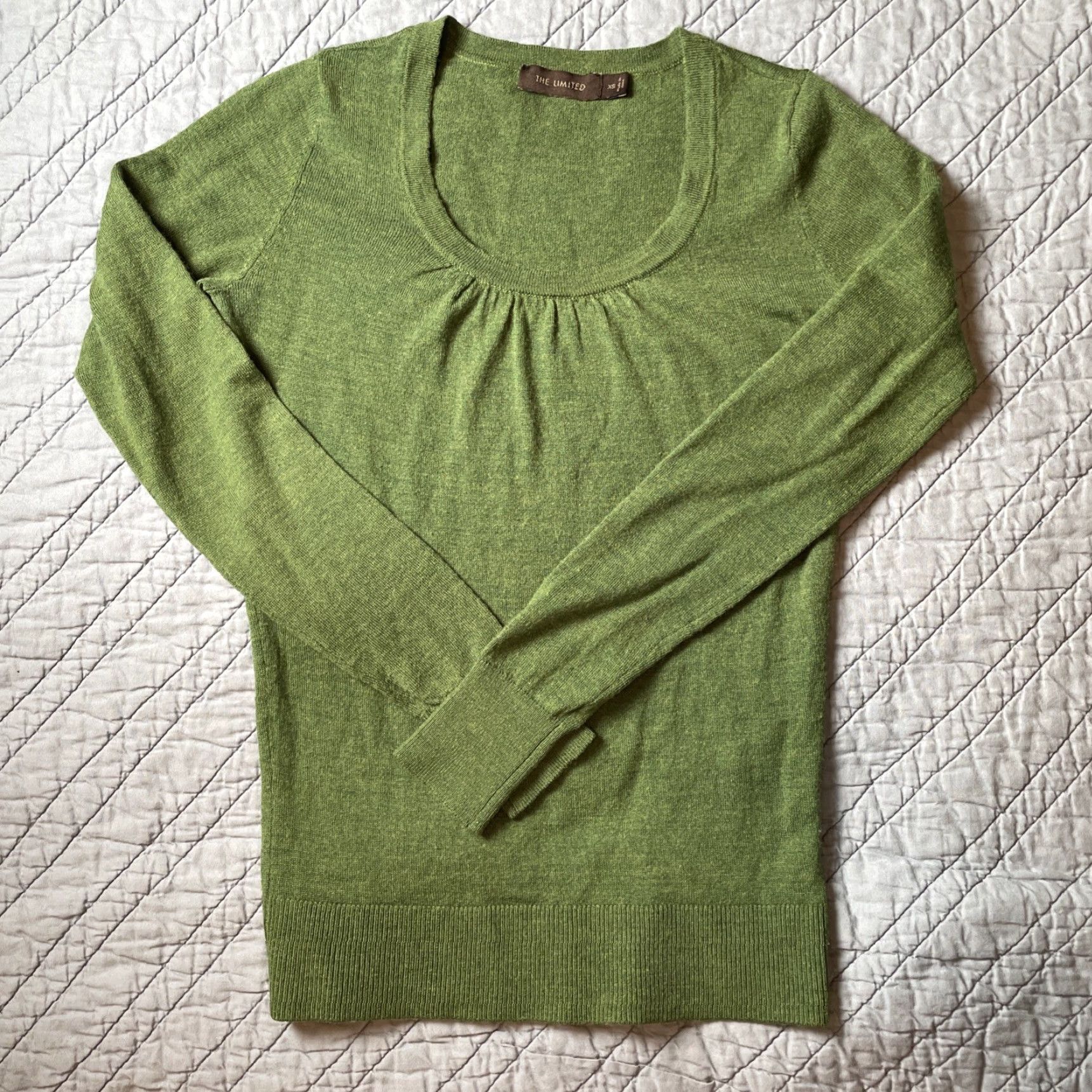 Vintage The Limited Sweater Women's XS Green Scoop Neck Knit Pullover Slim Wool Acrylic Preppy Bohemian Fairy Size XS / US 0-2 / IT 36-38 - 5 Thumbnail