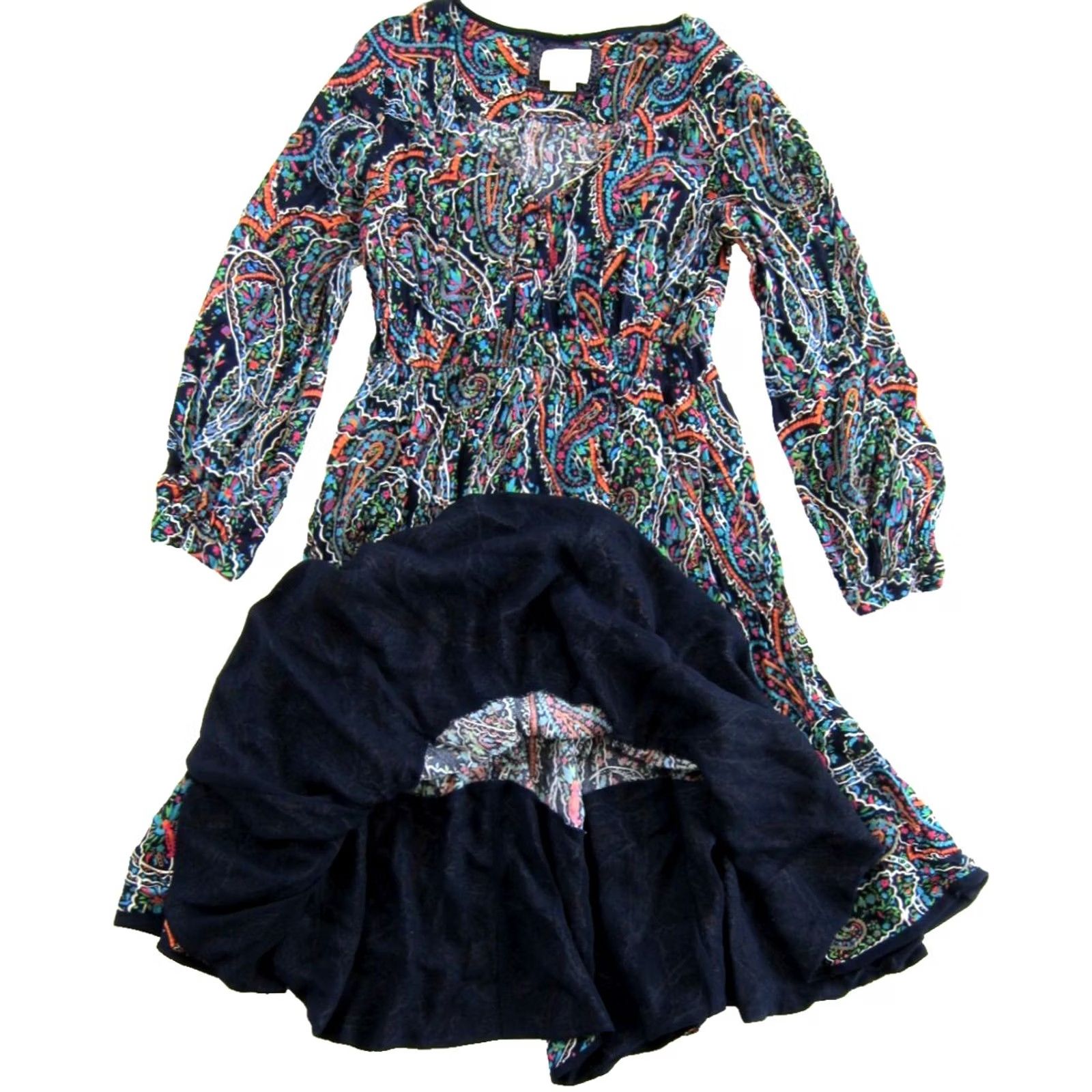 Vintage Maeve Dress V-Neck 3/4 Sleeve Midi Floral Small Pink Black Blue Rayon Pattern Bohemian Hippie 100% Rayon Womens Size S / US 4 / IT 40 - 5 Thumbnail