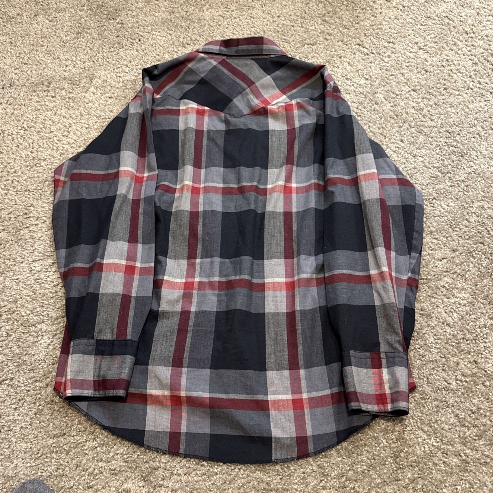 Wrangler VINTAGE Wrangler Black Grey Plaid Pearl Snap Long Sleeve XL Shirt Size US XL / EU 56 / 4 - 5 Thumbnail