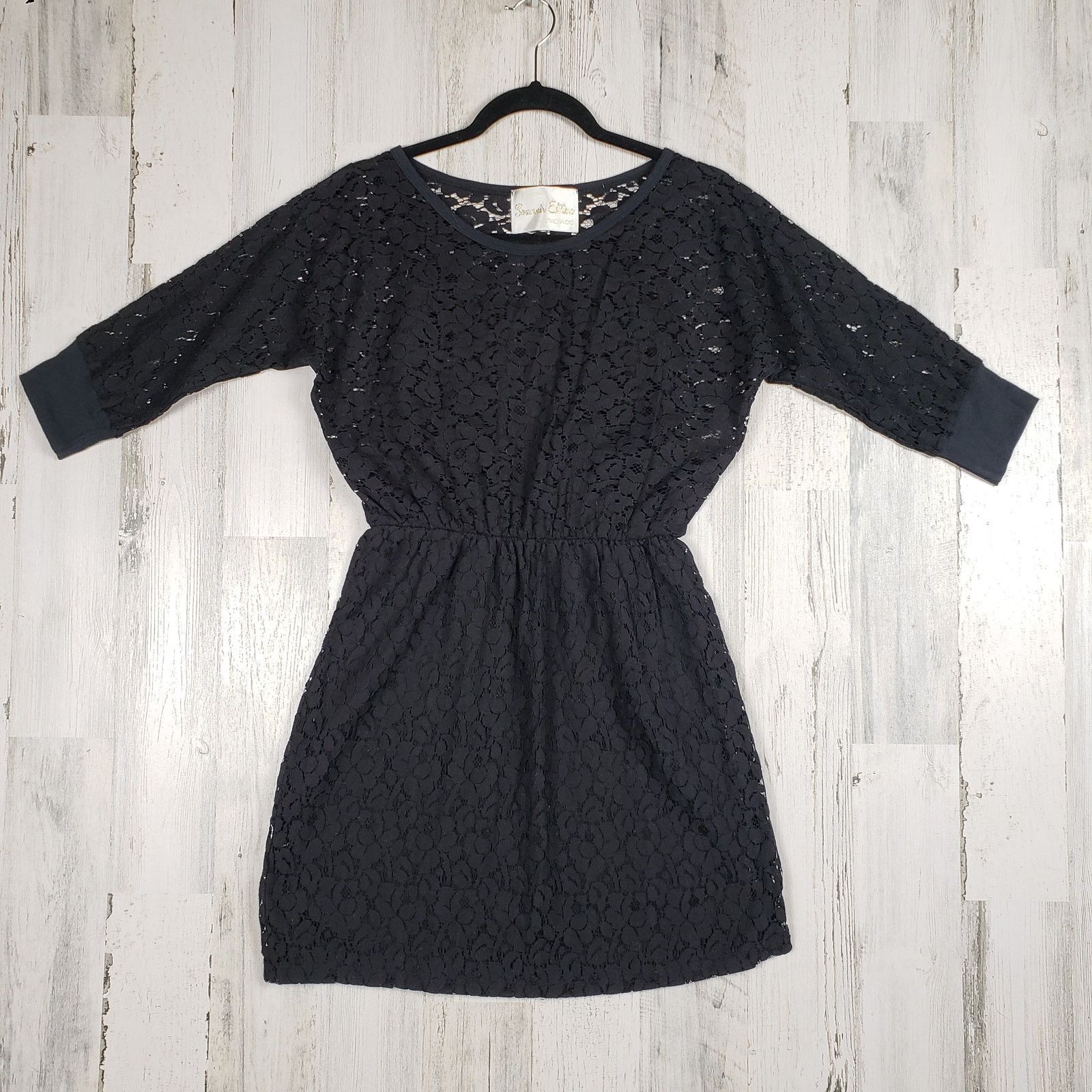 Other Souvenir Edition by Stacy Woo Black Lace 1/2 Sleeve Dress Size ONE SIZE - 1 Thumbnail