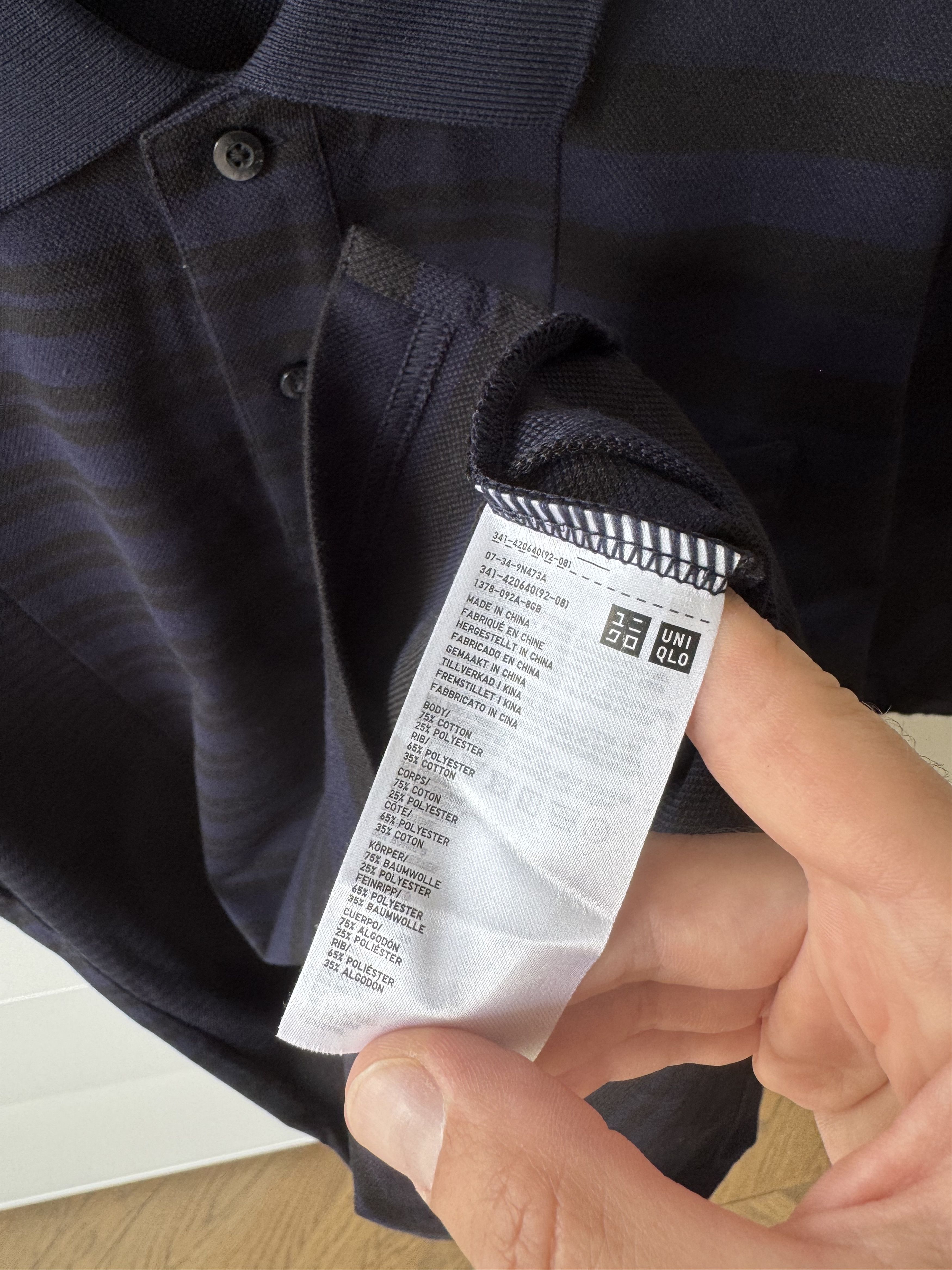 Engineered Garments × Uniqlo [S] Dry Pique Striped S/S Polo Shirt in Navy (SS19) Size US S / EU 44-46 / 1 - 8 Thumbnail