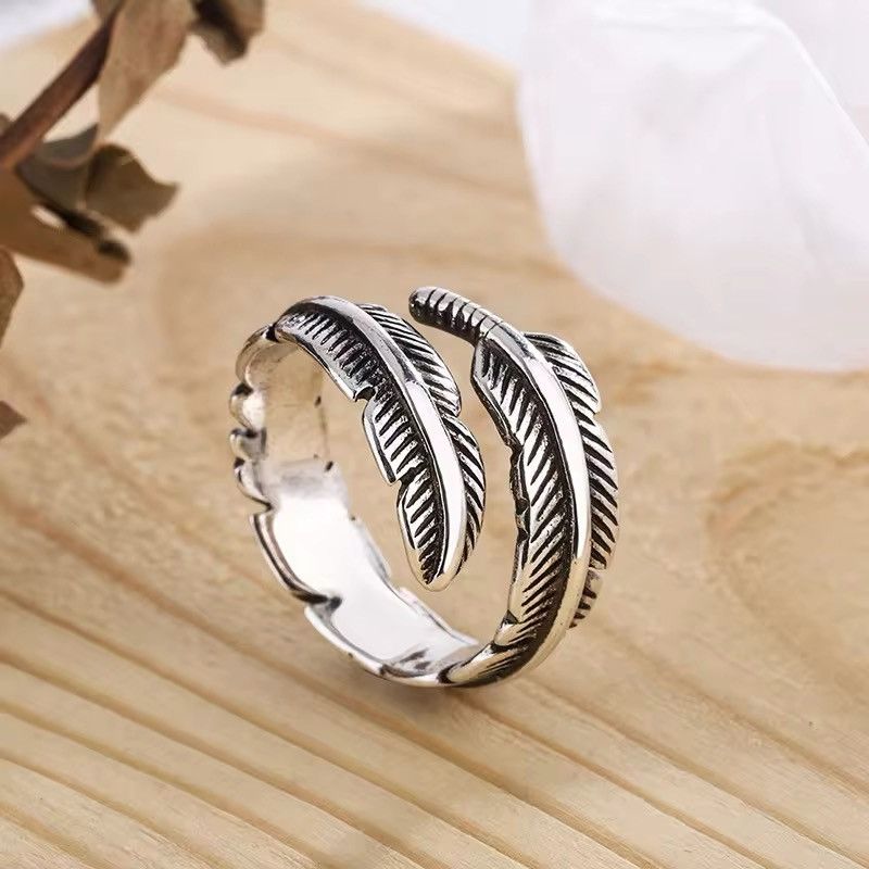 Jewelry × Sterling Silver Sterling Silver Feather Adjustable Rings Size ONE SIZE - 1 Thumbnail