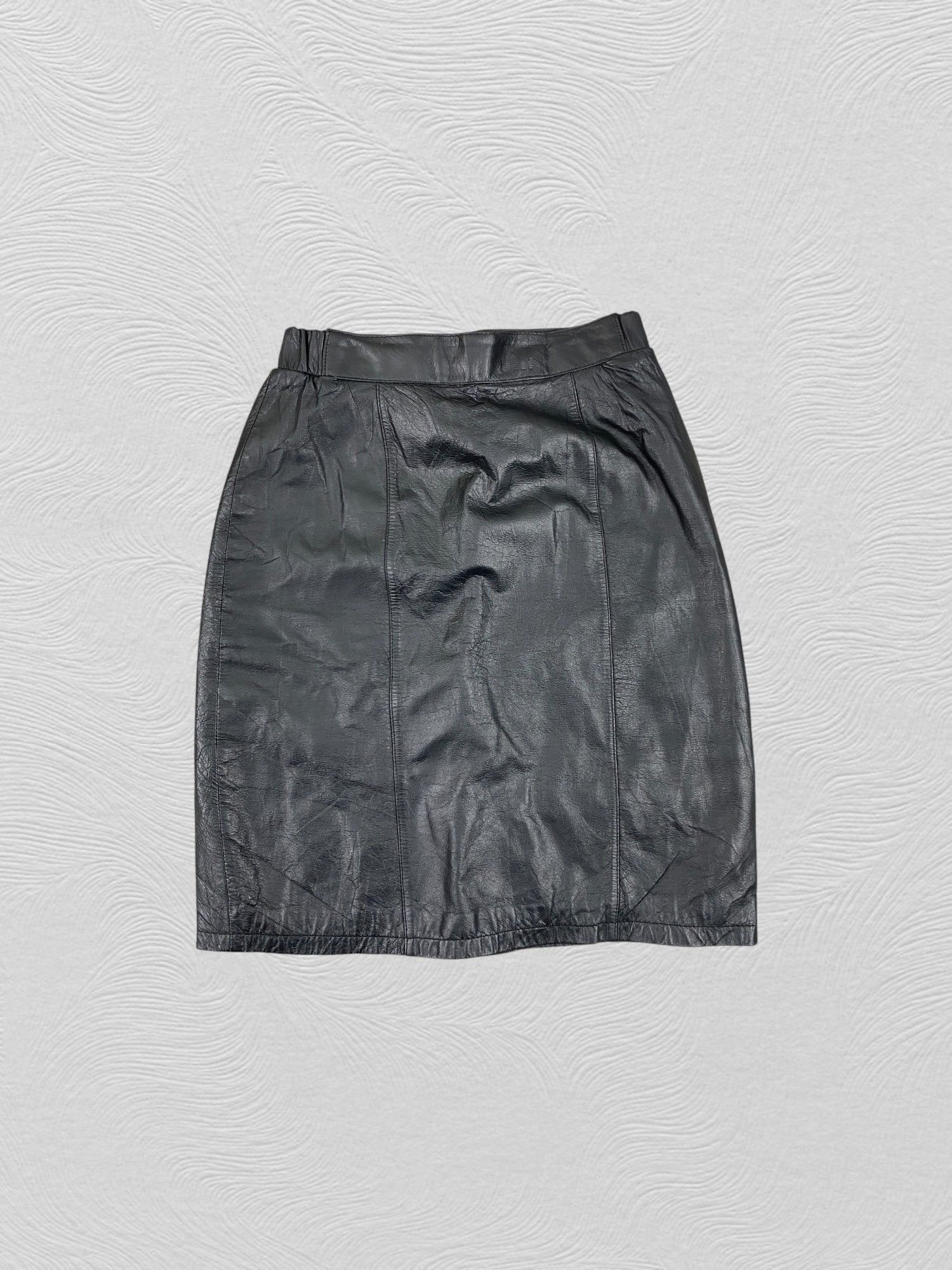 Leather Japanese Brand Black Leather Skirt Women- J417 Size 24" / US 00 / IT 34 - 1 Thumbnail