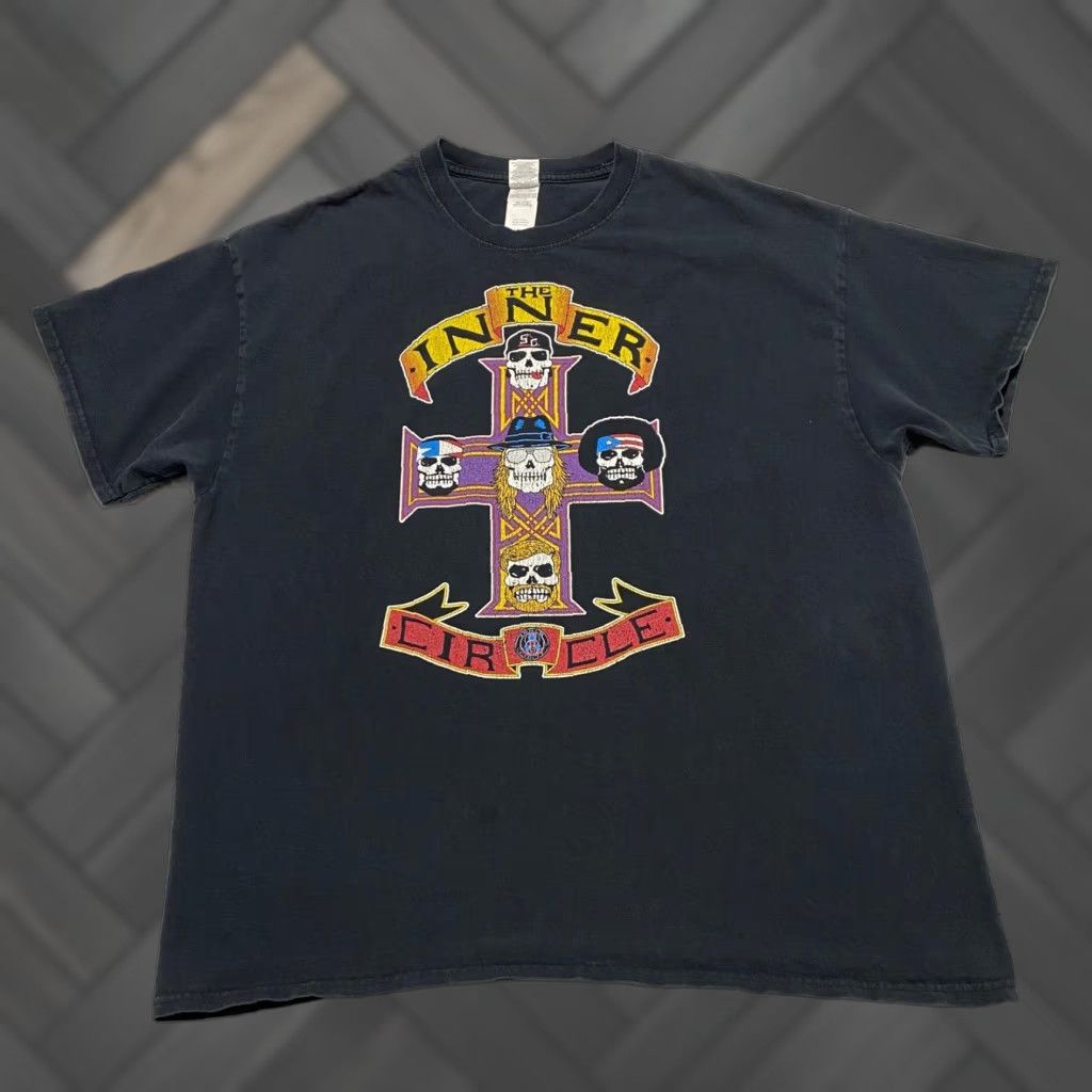 Gildan Gildan T-Shirt Mens XL Black Graphic Tee Inner Circle Cross Skulls Wrestling Punk Comics Retro Logo Crew Neck Short Sleeve Size US XL / EU 56 / 4 - 1 Thumbnail