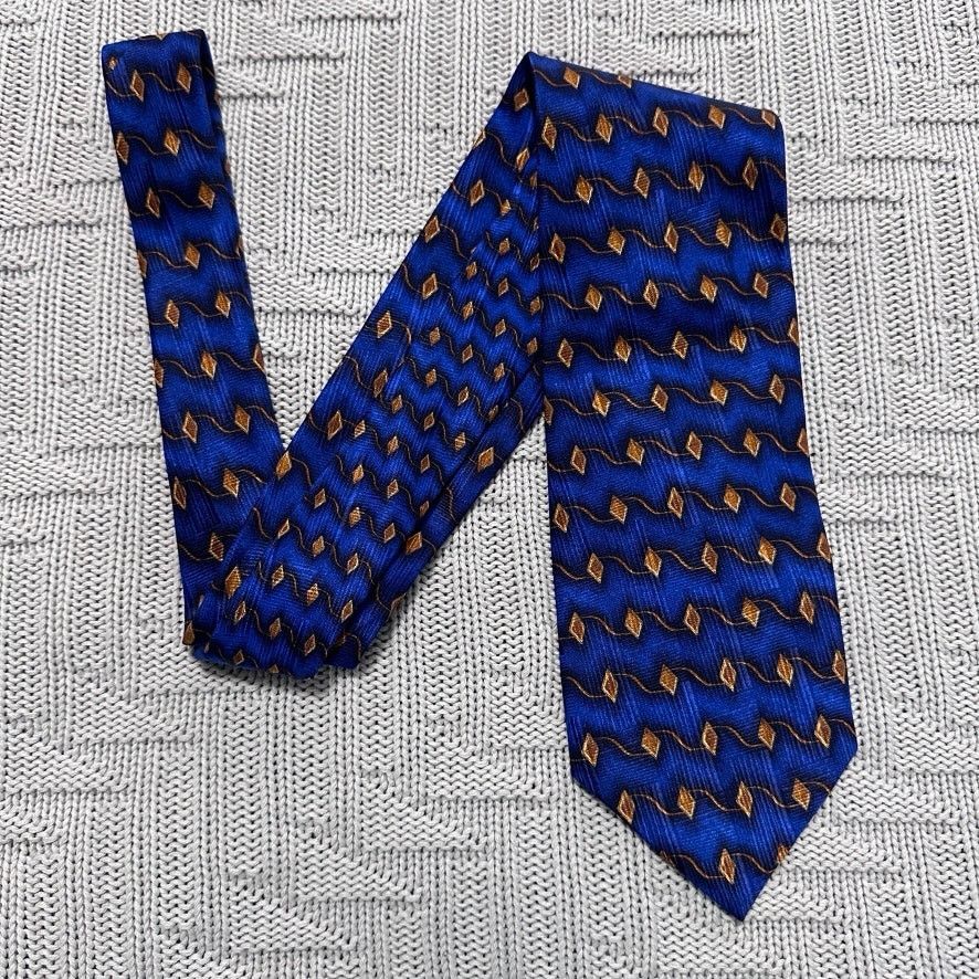 Nordstrom Vintage Nordstrom royal blue abstract geometric silk tie Size ONE SIZE - 1 Thumbnail