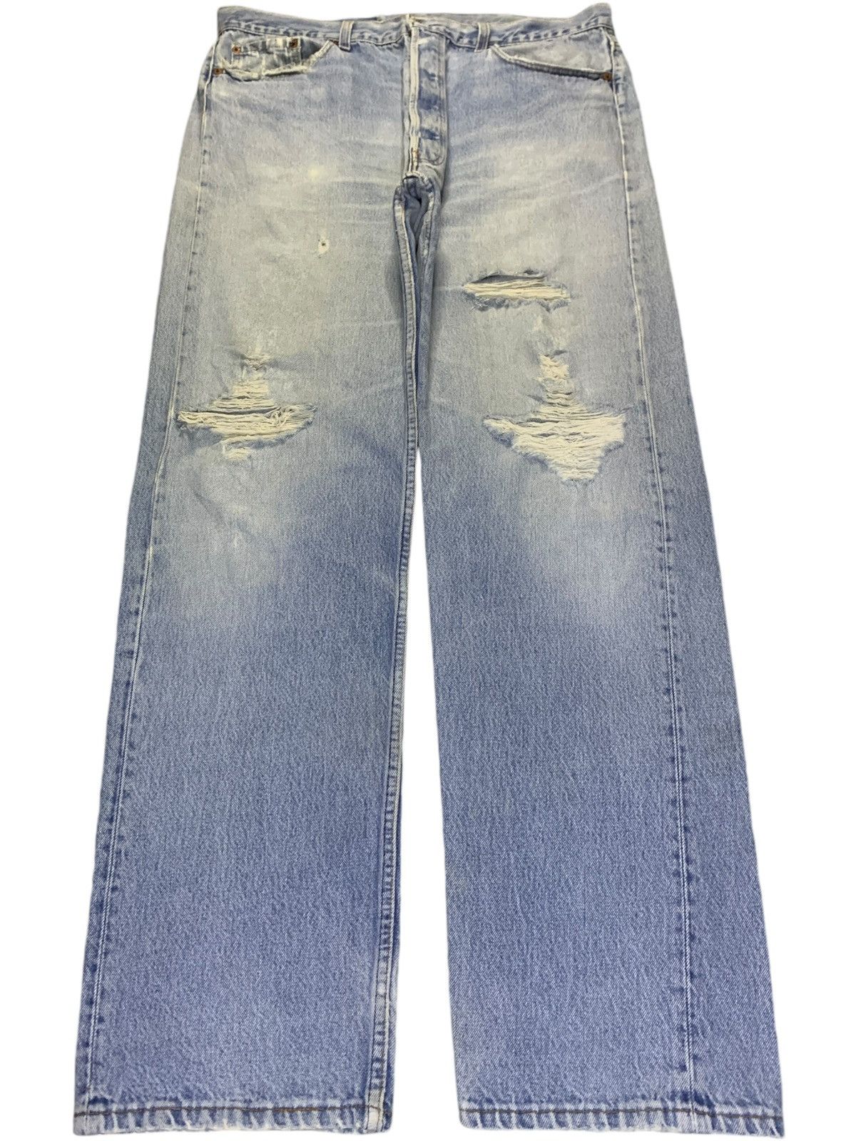 Levi's Vintage 90s Levis 501 Faded Wash Distressed Baggy Jeans Size US 37 - 1 Thumbnail