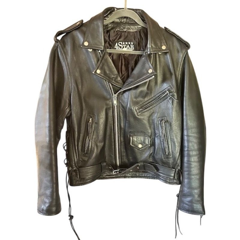 Other 4Star Men’s Leather Motorcycle Jacket 44 Black Size US S / EU 44-46 / 1 - 2 Thumbnail