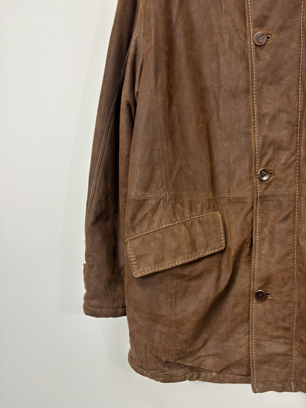 Gimo's Gimo’s Nivola Studio Brown Italian Leather Long Coat Jacket Size US L / EU 52-54 / 3 - 5 Thumbnail