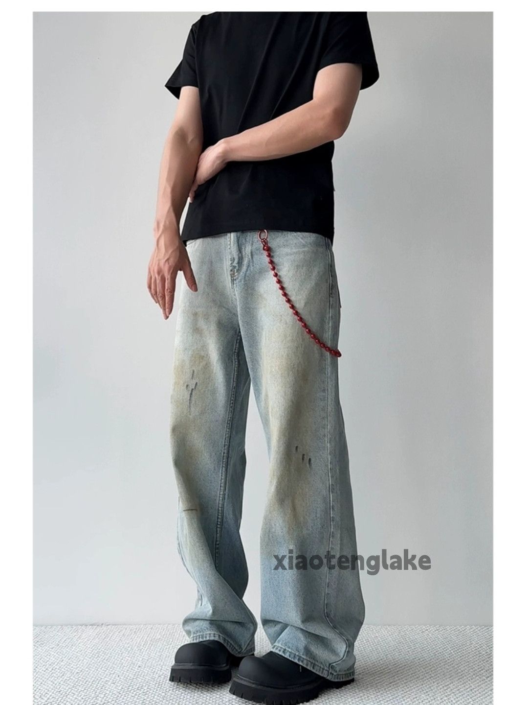 Vintage Washed faded loose baggy stain paint grunge jeans Size US 32 / EU 48 - 7 Thumbnail