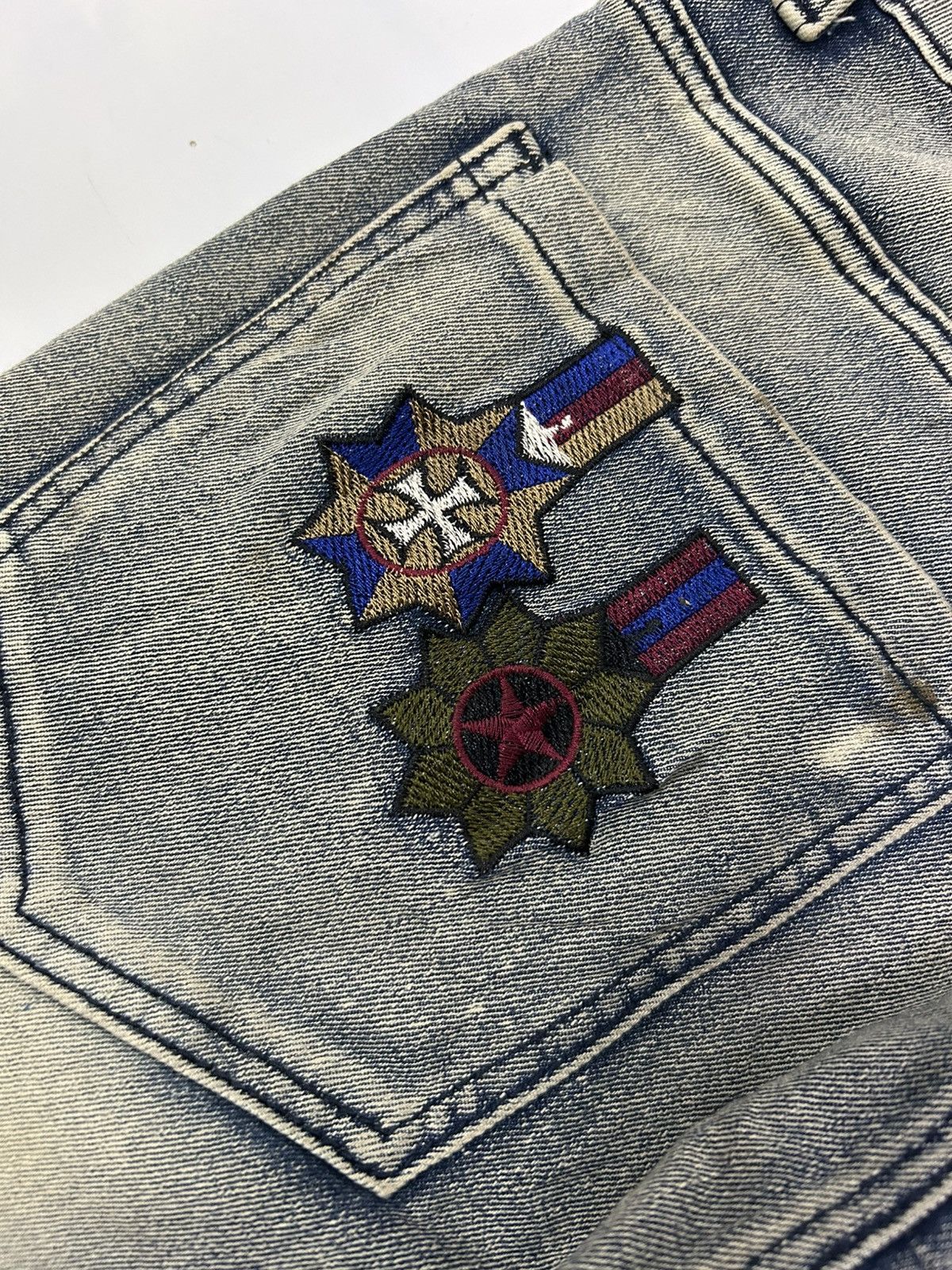 Japanese Brand Vintage Japanese Mud wash Crazy Patchwork Distressed Jeans Size US 32 / EU 48 - 6 Thumbnail