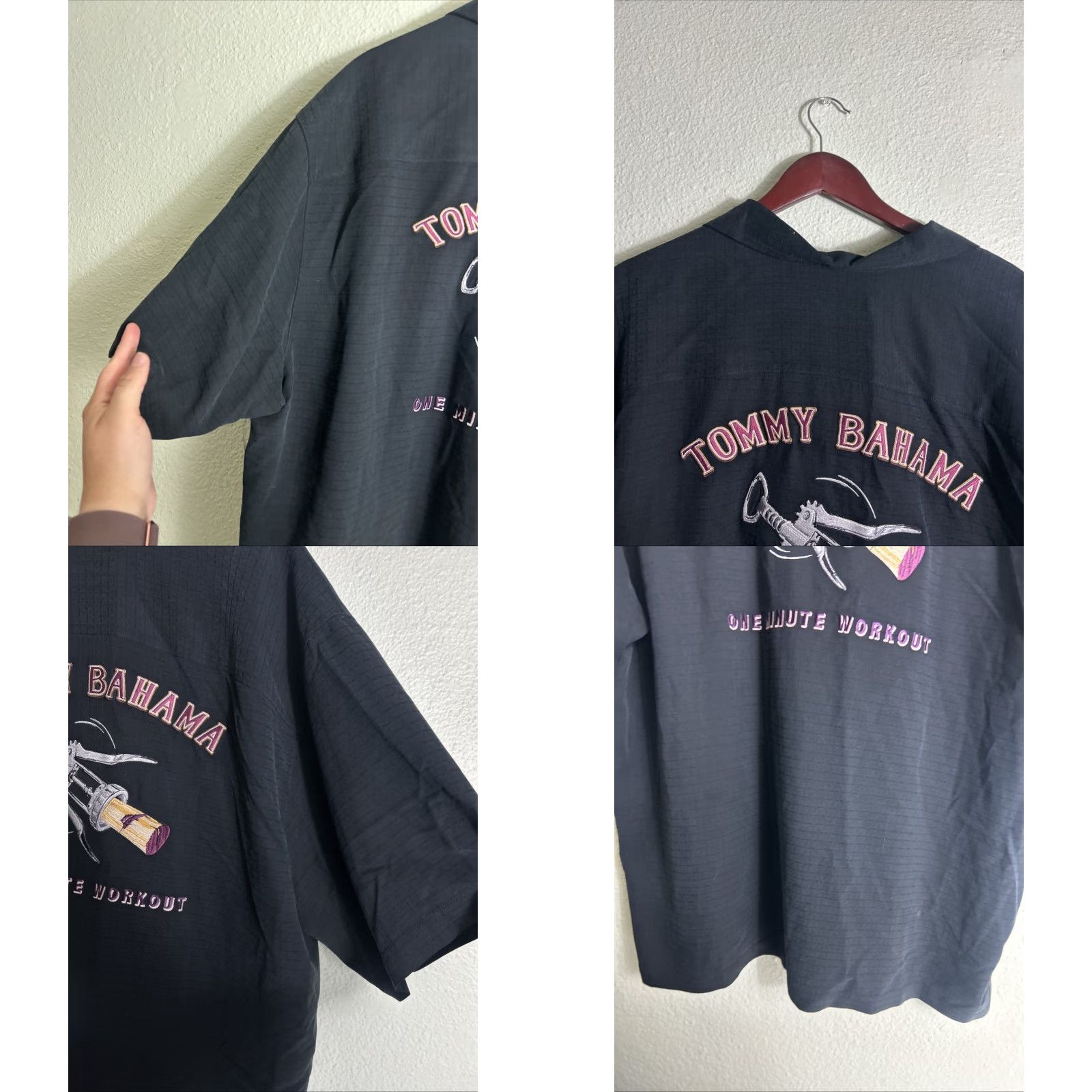 Tommy Bahama Tommy Bahama Shirt XL Men Black Silk Short Sleeve Embroidered Wine Limited Edition Button-Up Size US XL / EU 56 / 4 - 9 Thumbnail