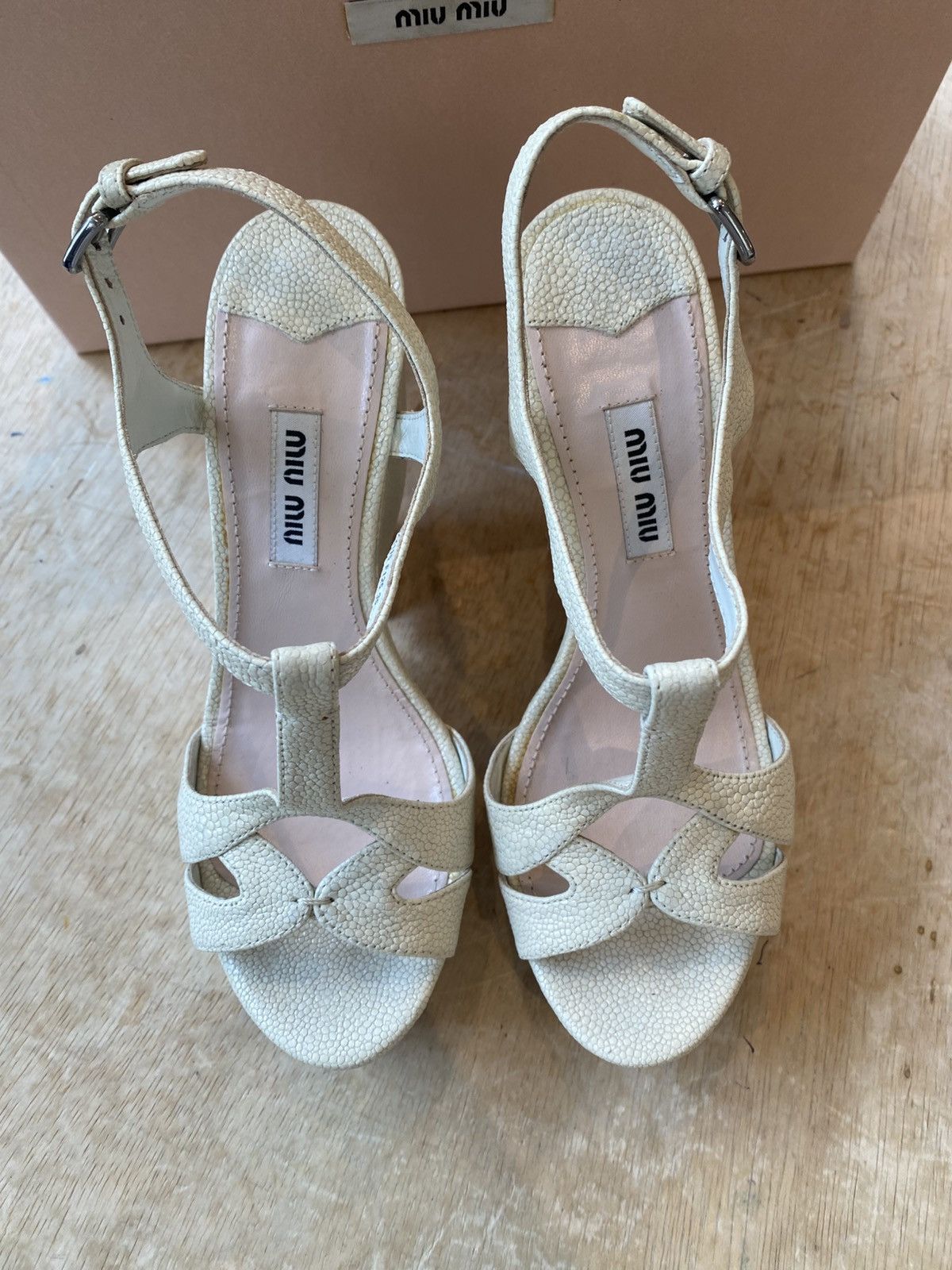 Miu Miu Miu Miu Leather Strap Block Heel Sandals Size US 4 / IT 34 - 4 Thumbnail