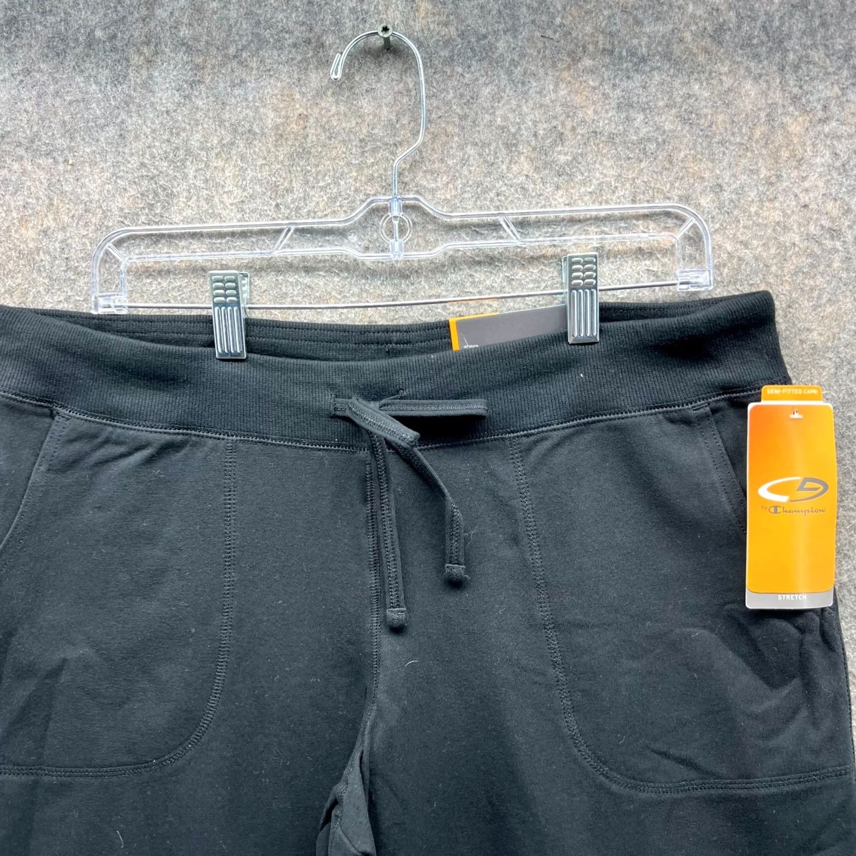 Champion Champion Shorts Womens Large Black Capri Stretch Fleece Drawstring Regular Size 36" / US 14 / IT 50 - 5 Thumbnail