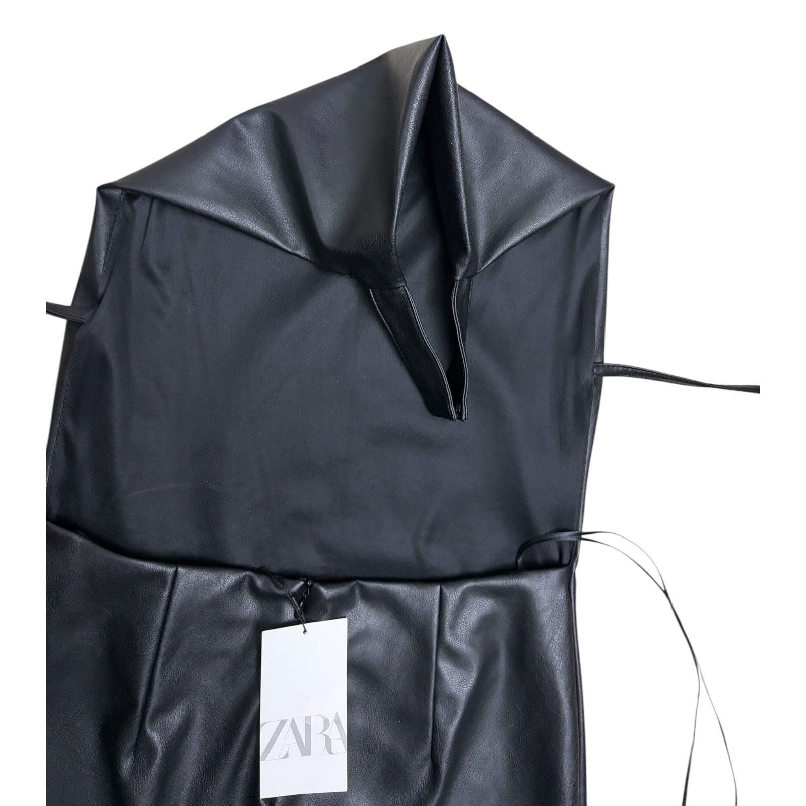 Zara ZARA Backless Faux Vegan Leather Mini Dress Womens Medium Size M / US 6-8 / IT 42-44 - 4 Thumbnail
