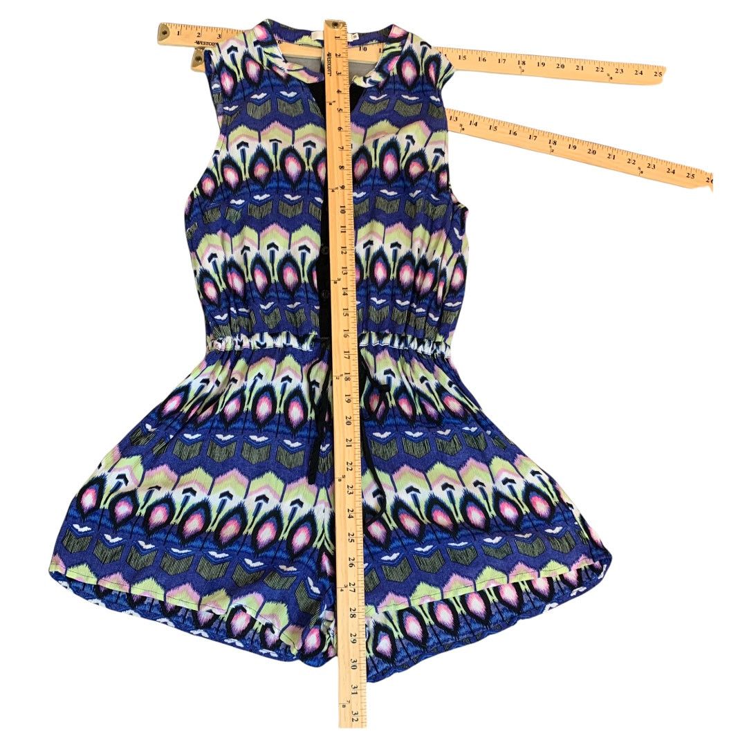 Other Millau Romper Blue Pink Ikat Button Front Cutout Back S Size 27" / US 4 / IT 40 - 8 Thumbnail