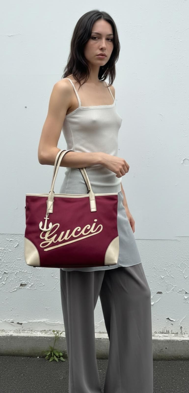 Gucci Gucci - Burgundy and Cream Tote Bag Size ONE SIZE - 1 Thumbnail