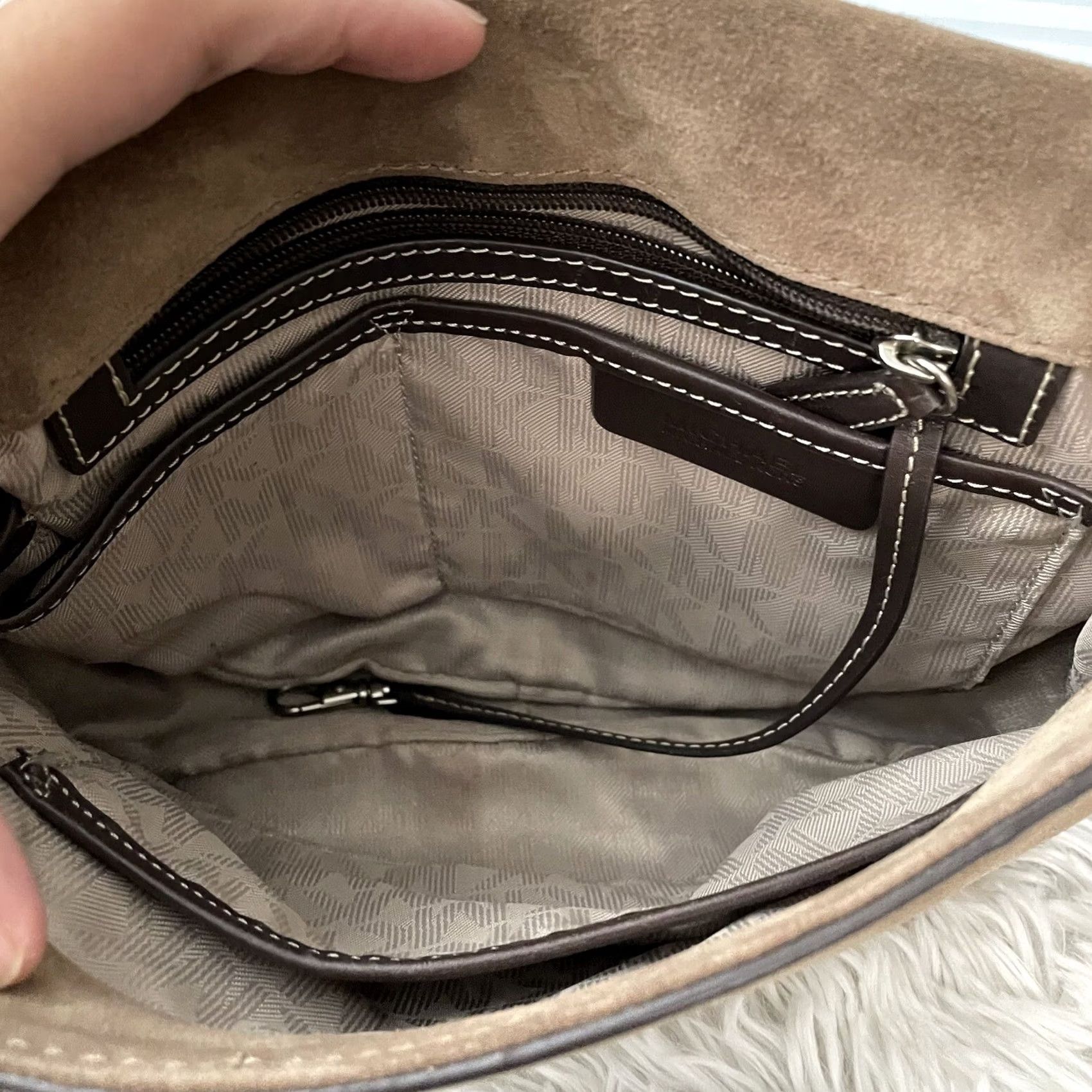 Michael Kors Michael Kors Saddle Bag Leather Suede Crossbody Brown Medium Women's Michael Kors Elyse Size ONE SIZE - 6 Thumbnail