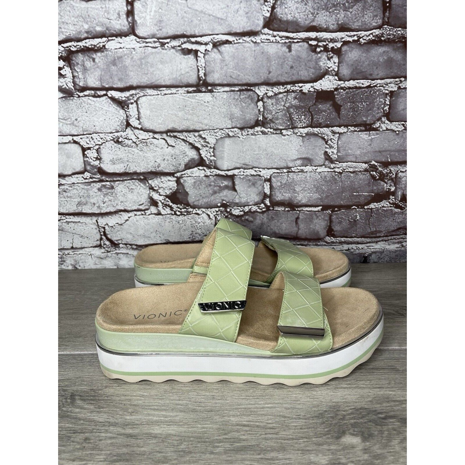 Other Vionic Brandie Mint Green Double Strap Slide Vegan Sandals W Size US 8 / IT 38 - 7 Thumbnail