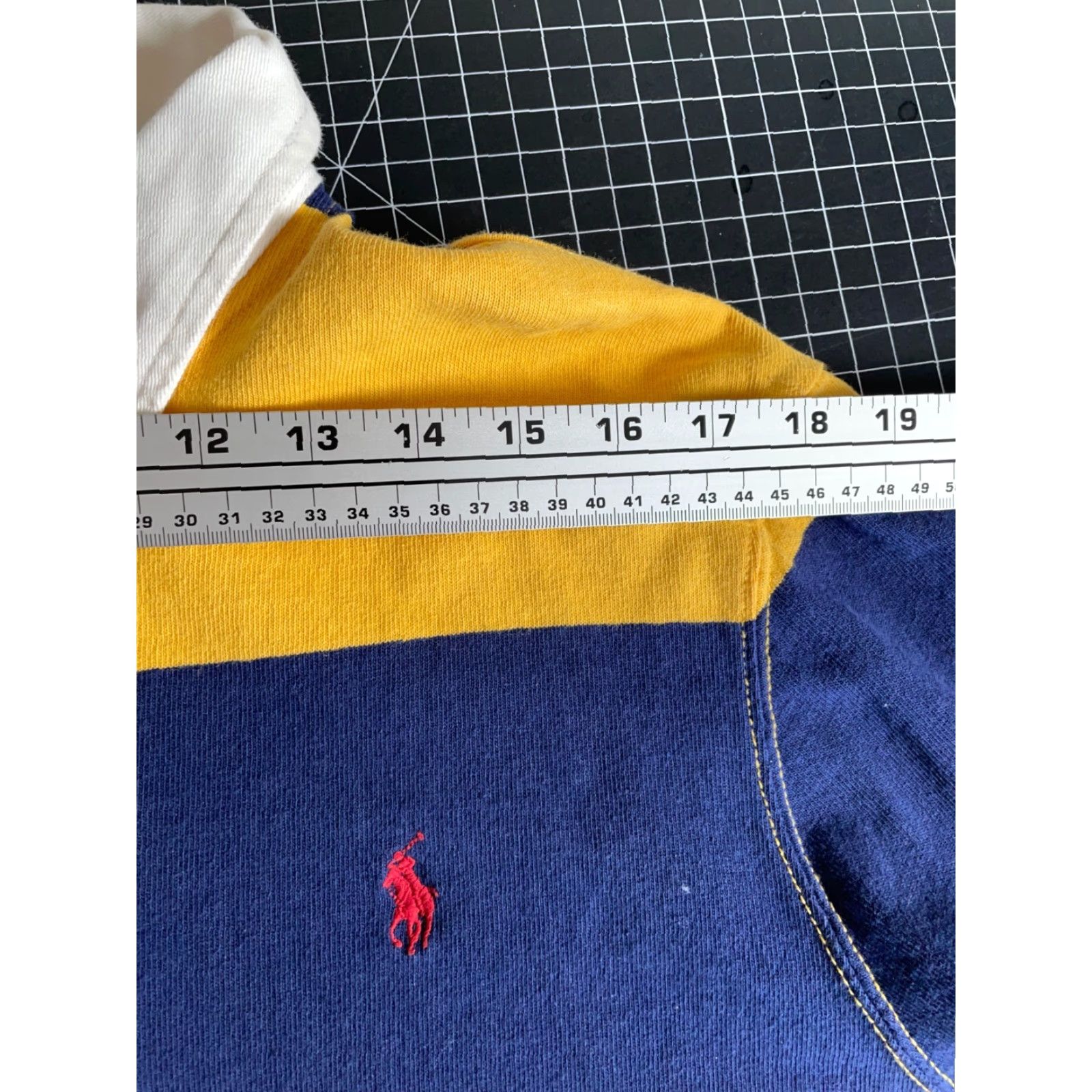 Polo Ralph Lauren Polo Ralph Lauren Rugby Shirt Men's 2XL Yellow Blue Stripe Custom Slim Fit Size US XXL / EU 58 / 5 - 7 Thumbnail