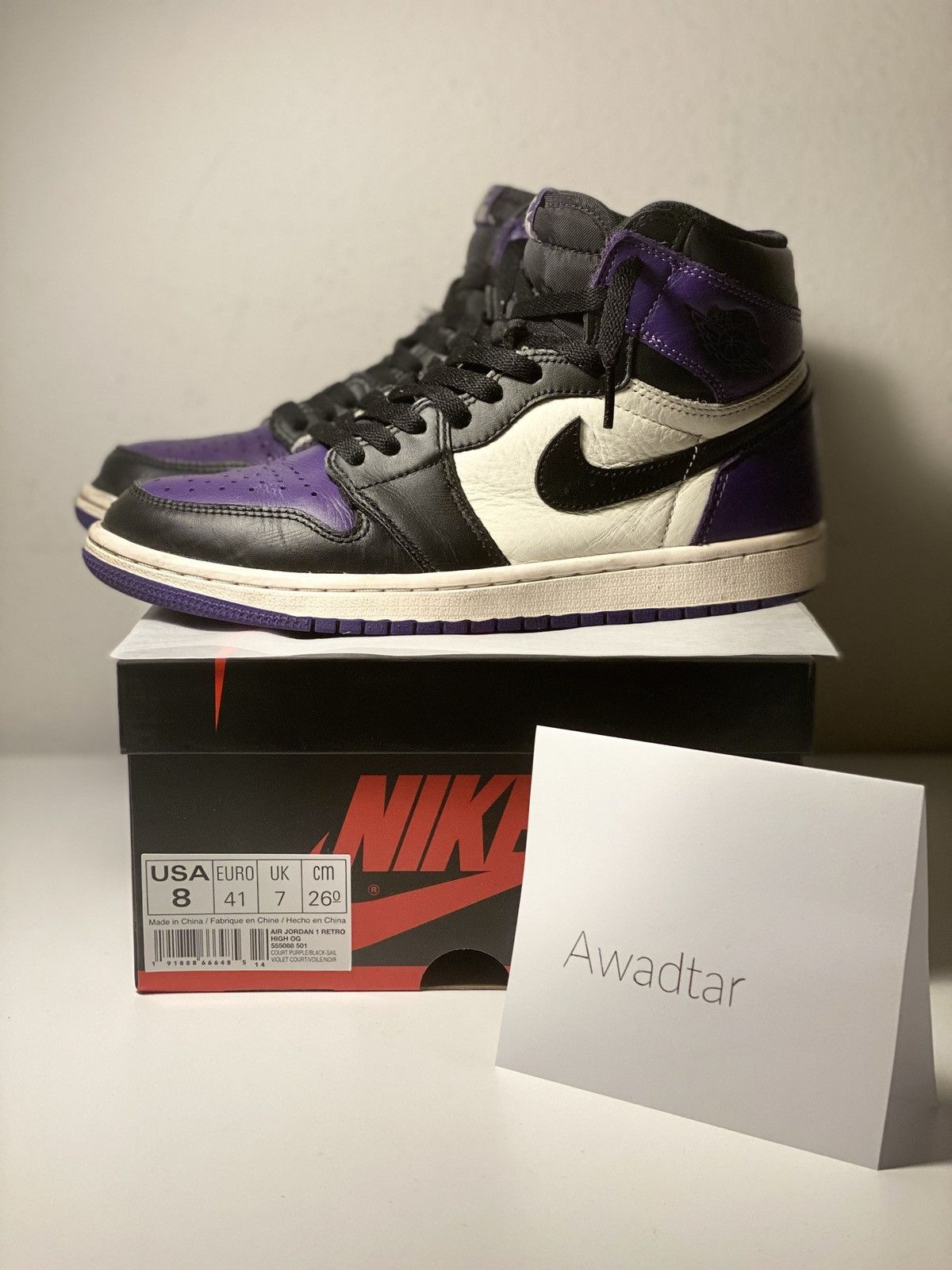 image of Jordan Nike Air Jordan 1 High OG Court Purple 2018 Shoes, Men's