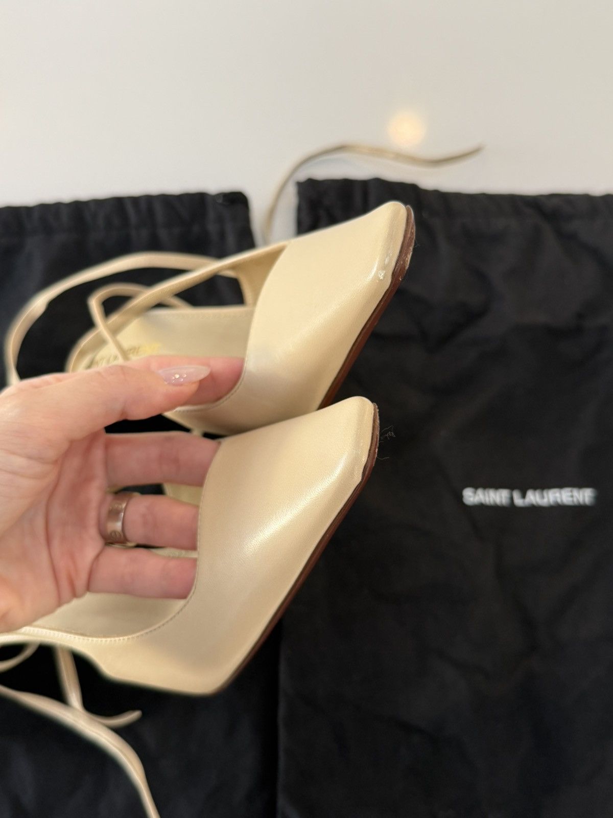 Saint Laurent Paris Saint Laurent Blade slingback pumps in Nude Size US 6 / IT 36 - 8 Thumbnail