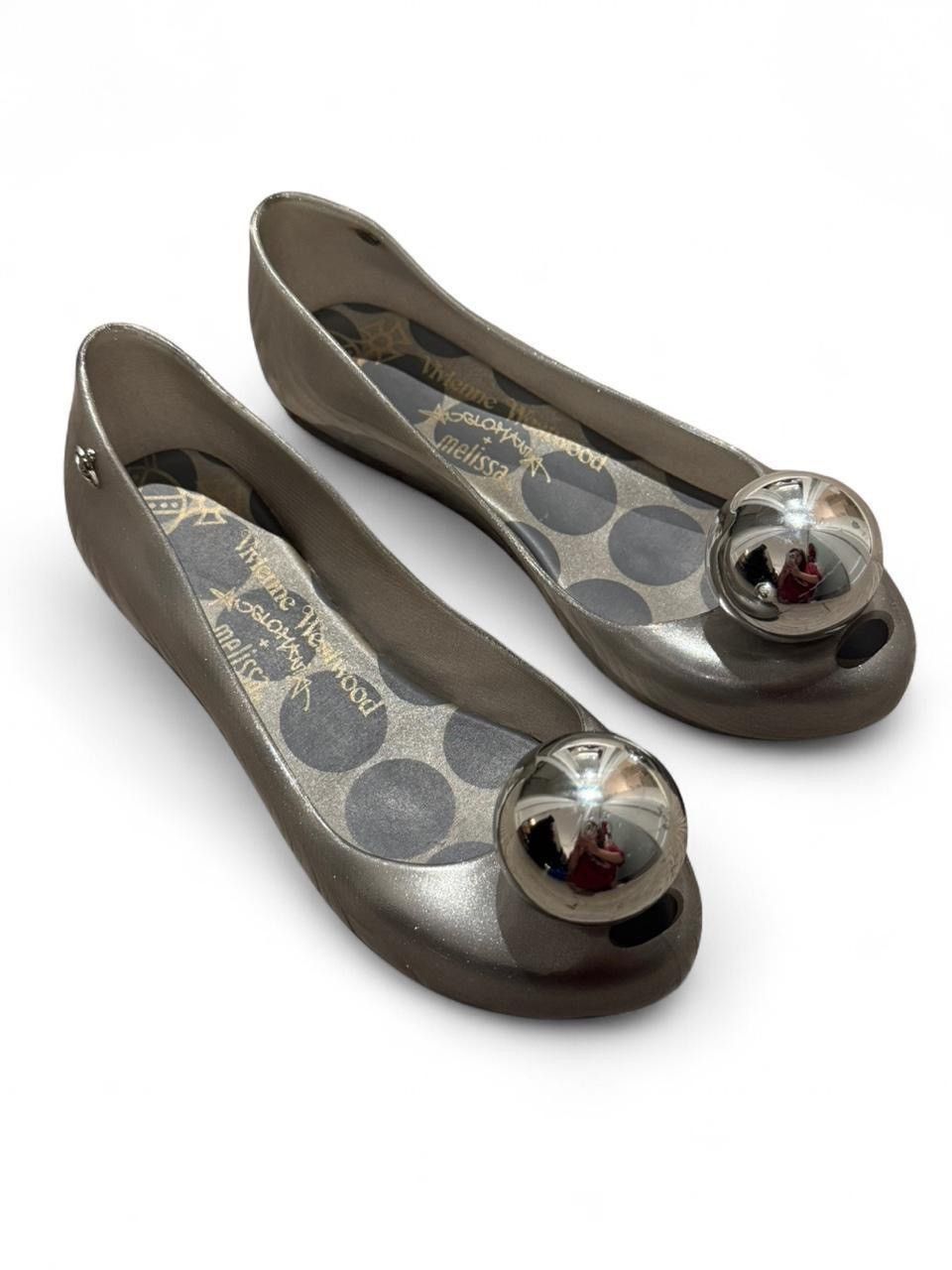 Melissa × Vivienne Westwood Super Rare Vivienne Westwood Melissa Silver Ballet Flats Size US 5.5 / IT 35.5 - 3 Thumbnail