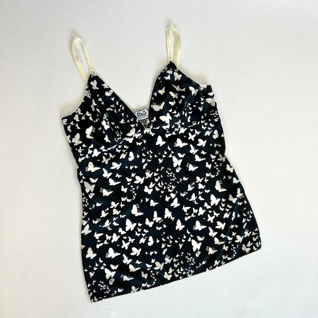 Dolce & Gabbana y2k D&G black and white butterfly print cami tank top Size M / US 6-8 / IT 42-44 - 5 Thumbnail