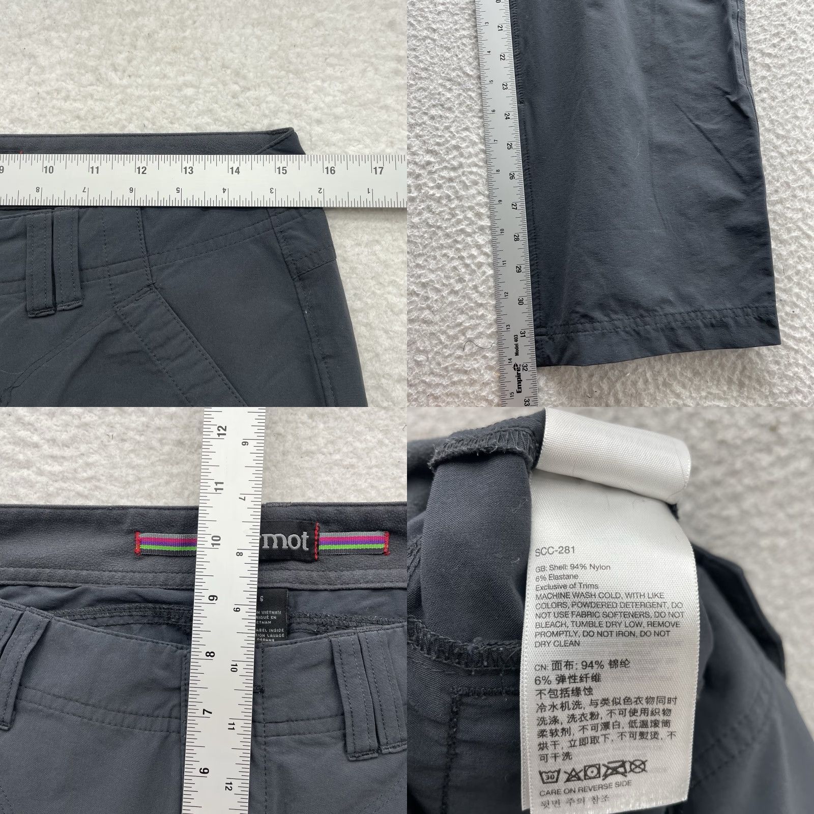 Marmot Marmot Pants Womens Size 6 Gray Convertible Quick Dry Inseam 32 in Casual Regular Straight 31 in Nylon Cotton Elastane Front Flat Pockets Button Size 28" / US 6 / IT 42 - 8 Thumbnail