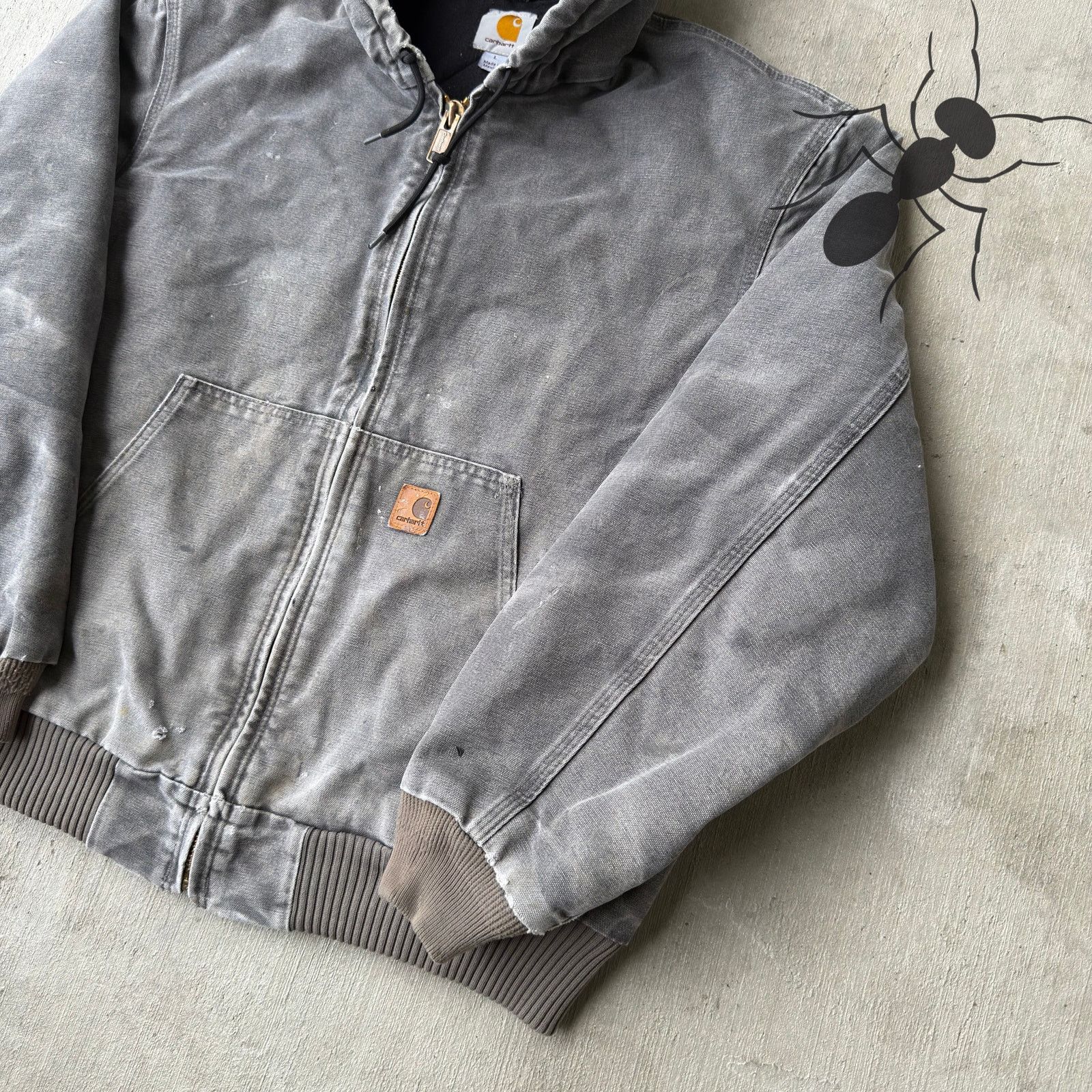 Carhartt × Vintage Carhartt J130 GVL Gray hooded work wear jacket Size US L / EU 52-54 / 3 - 4 Thumbnail