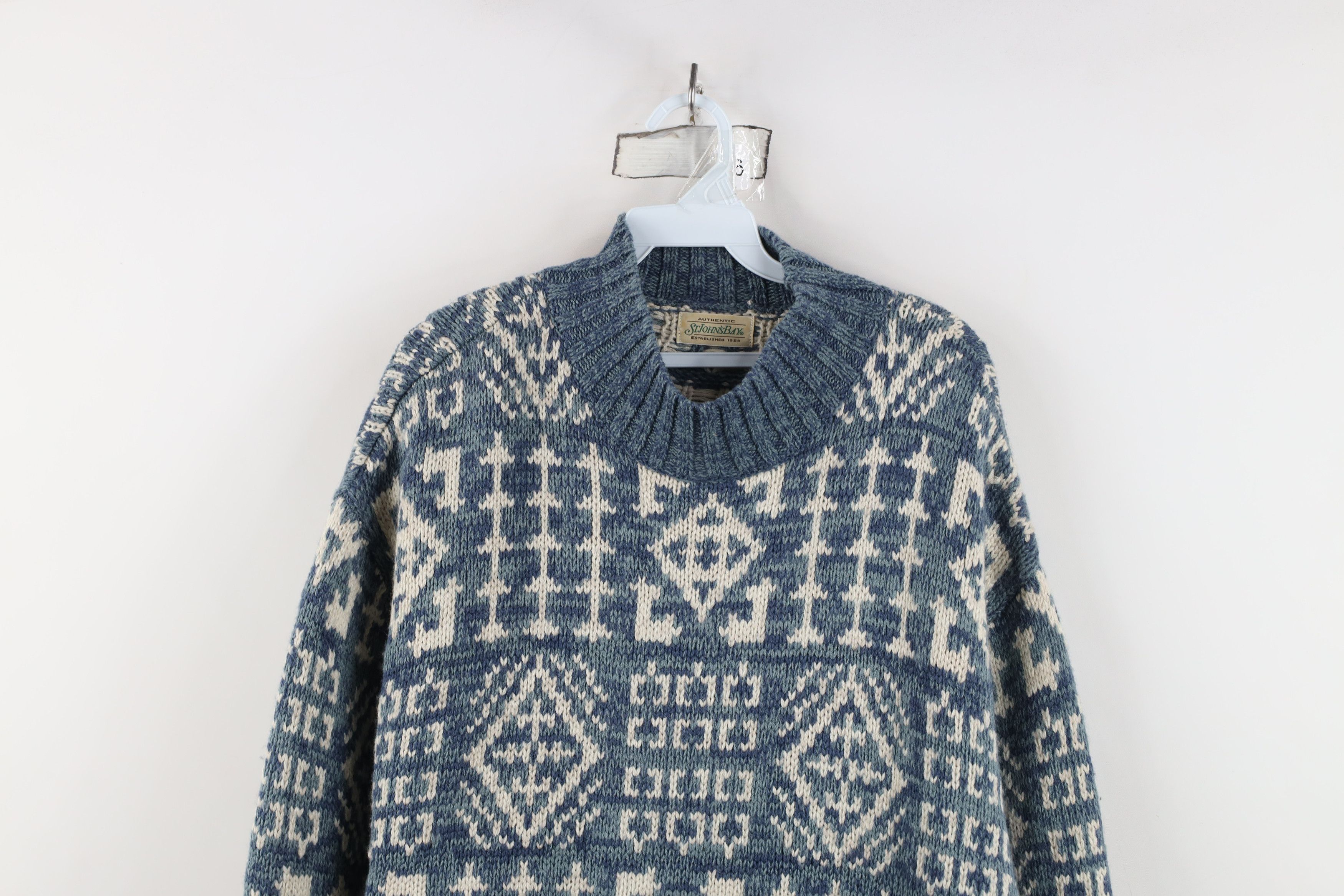 Vintage Vintage 90s Streetwear Knit Fair Isle Mock Neck Sweater Size US XL / EU 56 / 4 - 2 Thumbnail