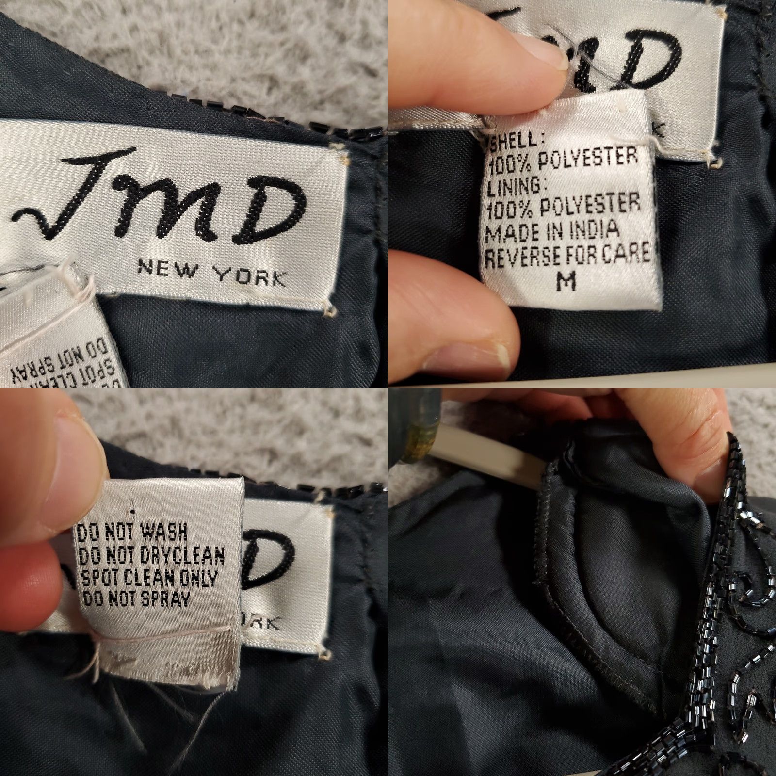 Vintage VINTAGE JMD Womens Evening Dress Knee Length Gray Beaded Lined Back Zip Square Neck Short Sleeve Formal Party/Cocktail Gown Mens? Size M / US 6-8 / IT 42-44 - 8 Thumbnail
