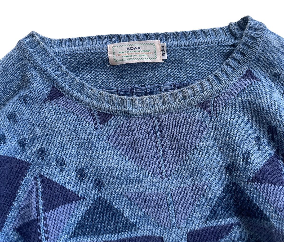 Japanese Brand Vintage 90s Geometric Native Indigo Knitwear Sweater Size US M / EU 48-50 / 2 - 4 Thumbnail