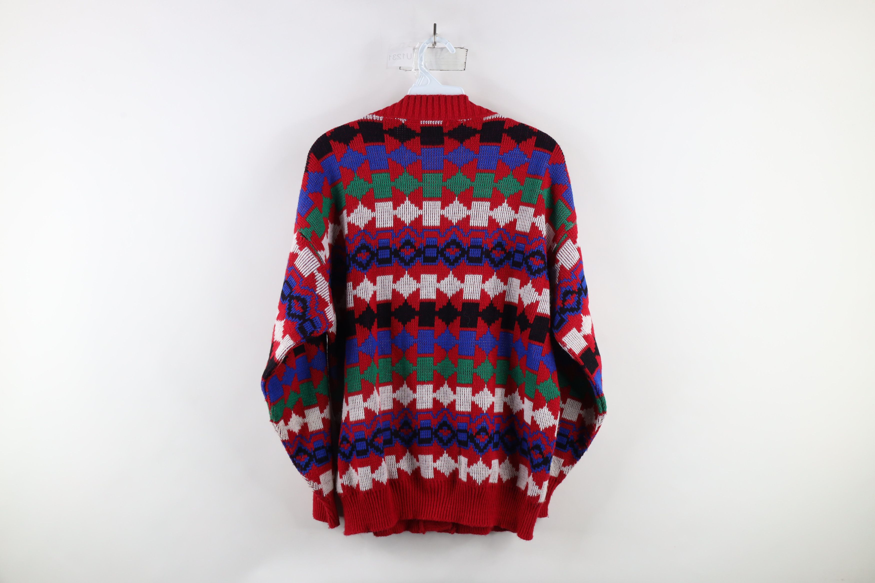 Vintage Vintage 90s Streetwear Geometric Knit Cardigan Sweater USA Size M / US 6-8 / IT 42-44 - 6 Thumbnail