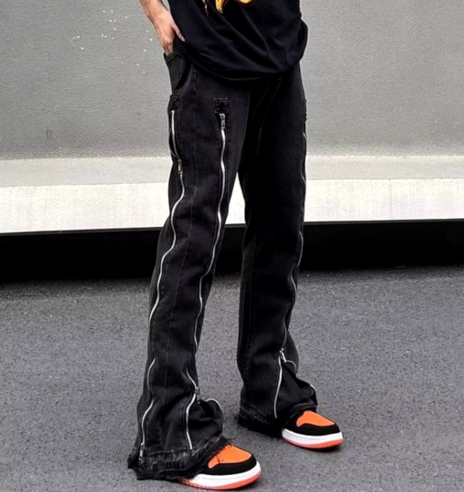 Designer × Japanese Brand × Vintage Vintage Punk Zippers Flare Washed Pants Hippie Rave Size US 31 - 1 Thumbnail