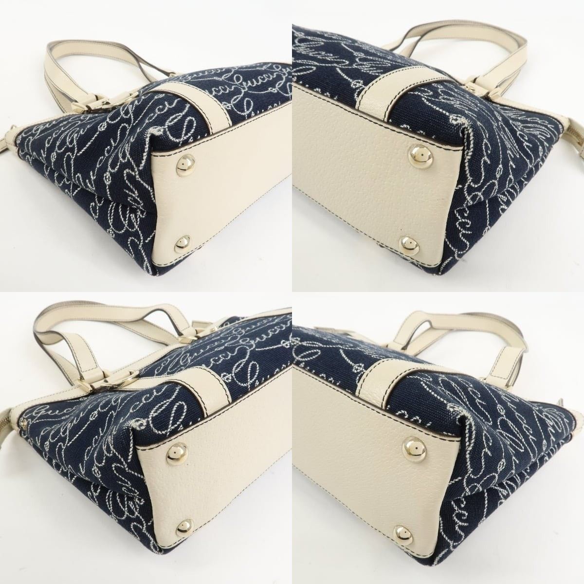 Gucci Gucci Abbey Canvas & Leather Shoulder Bag Navy Size ONE SIZE - 5 Thumbnail