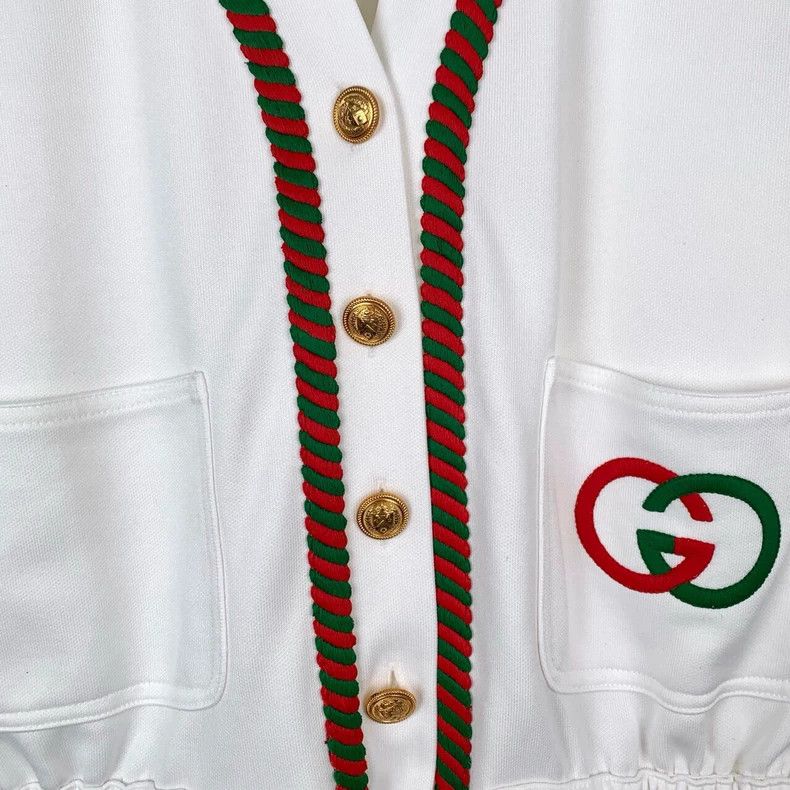 Gucci Gucci Double Glogo embroidered hemp lace V-neck white long Size XXS / US 00 / IT 34 - 4 Thumbnail