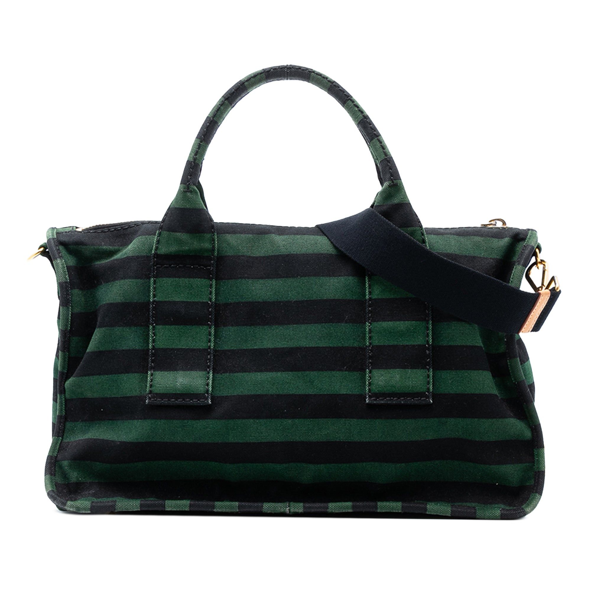 Prada Canvas Canapa Righe Striped Satchel Size ONE SIZE - 1 Thumbnail