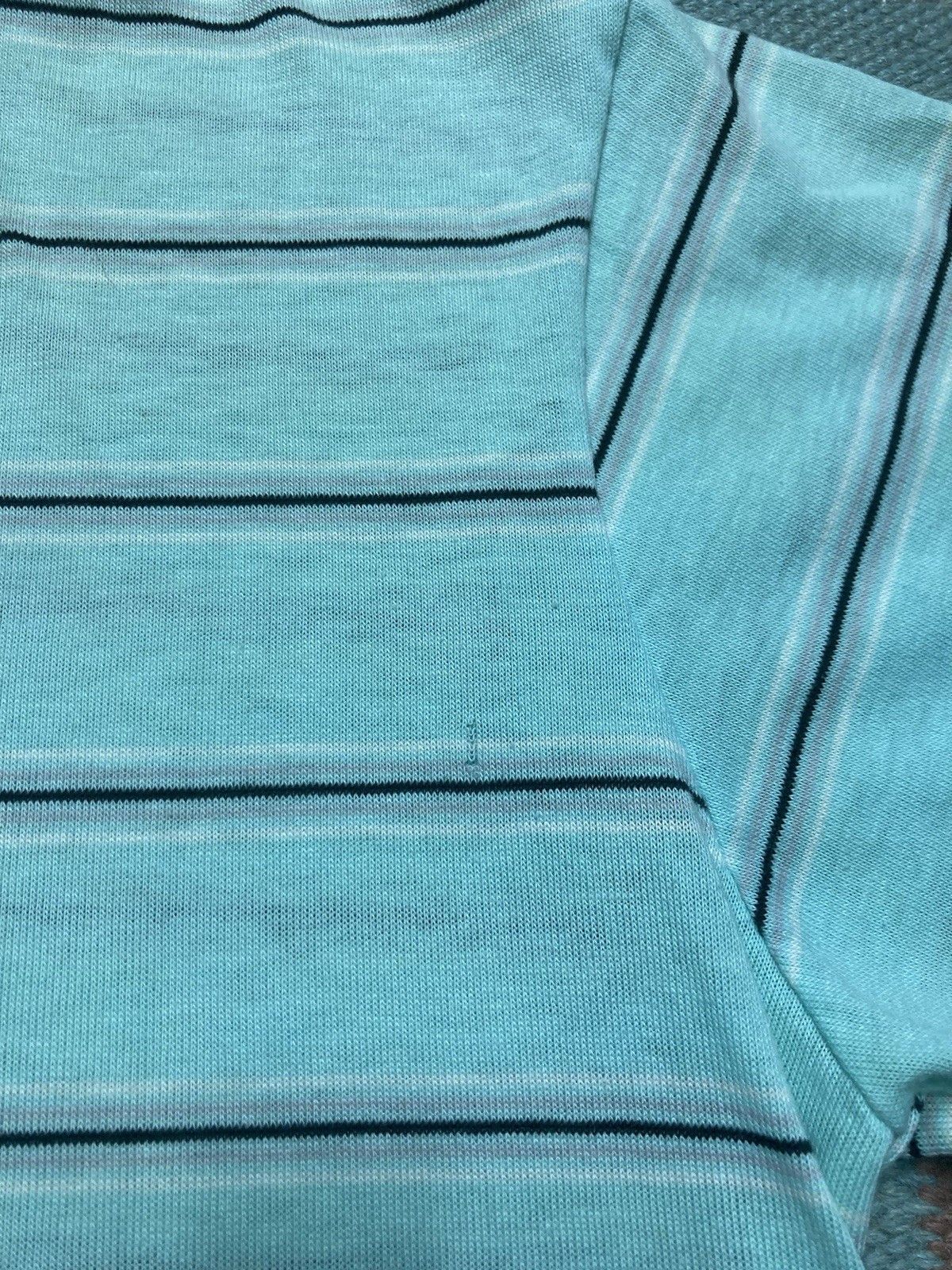 Vintage Vtg 70s 80 polo shirt tiffany blue striped distressed medium Size US M / EU 48-50 / 2 - 7 Thumbnail