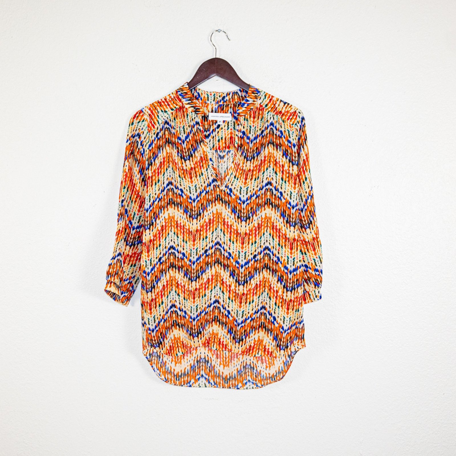 Amanda Uprichard Amanda Uprichard 100% Silk blouse zip Chevron Popover Size S / US 4 / IT 40 - 5 Thumbnail