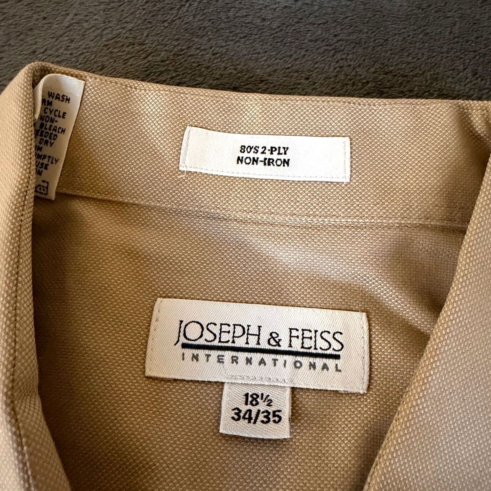Joseph VINTAGE Joseph & Feiss International Tan 80s 2-Ply Non-Iron Button Up Shirt Mens 18.5 Size US XXL / EU 58 / 5 - 3 Thumbnail