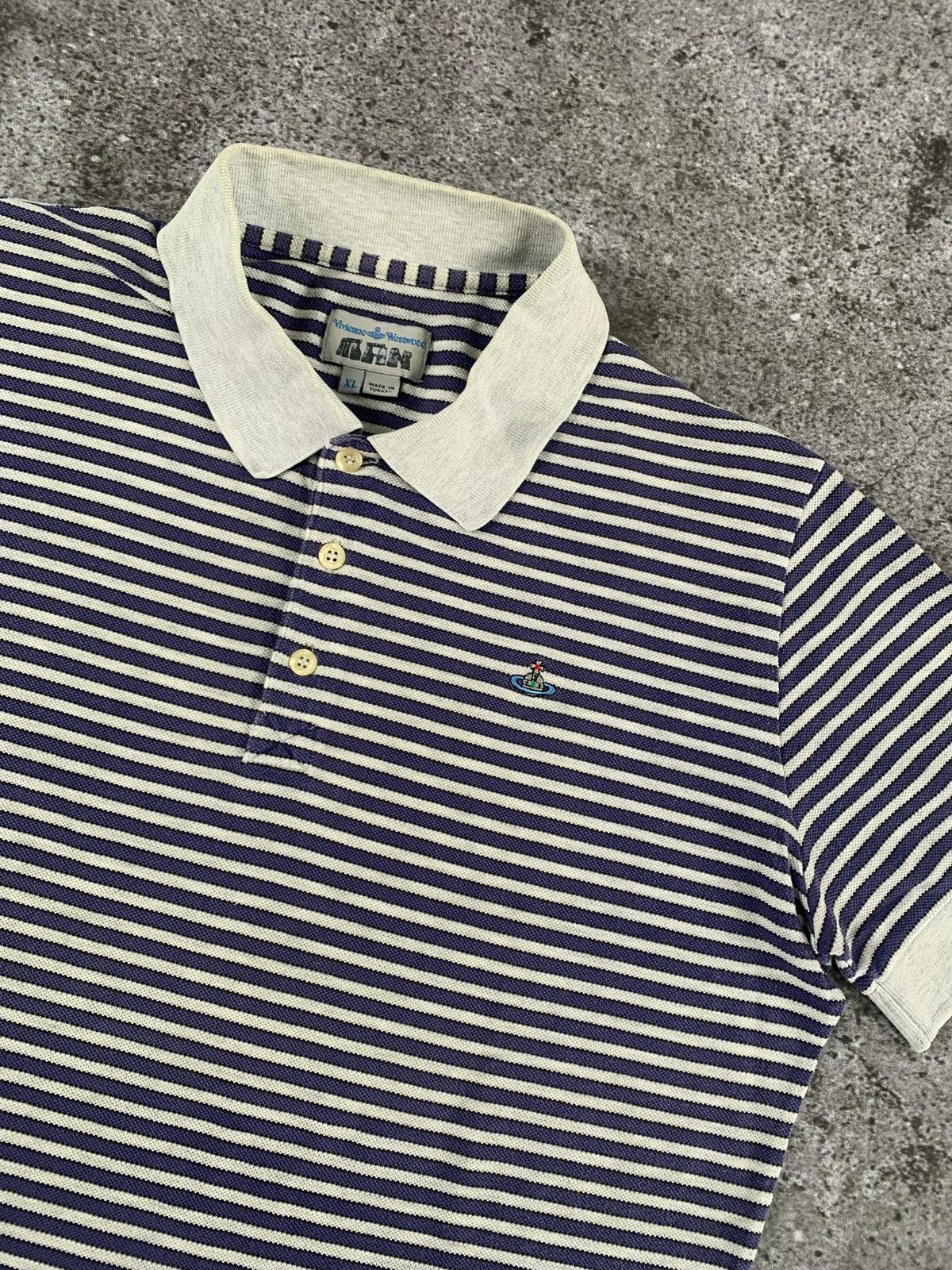 “Vivienne Westwood Man” Streep Poloshirt, Women's (Size Medium)