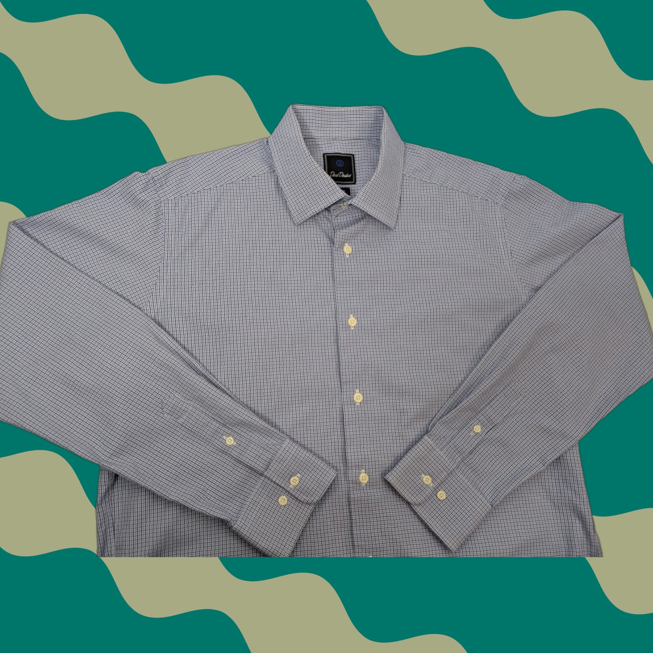 David Donahue David Donahue Dress Shirt Mens 17 34/35 Trim Fit Long Sleeve Tattersall Blue Dress Shirt Mens 17 34/35 Blue Tattersall Slim Long Sleeve Collared Shirt Size 46R - 1 Thumbnail