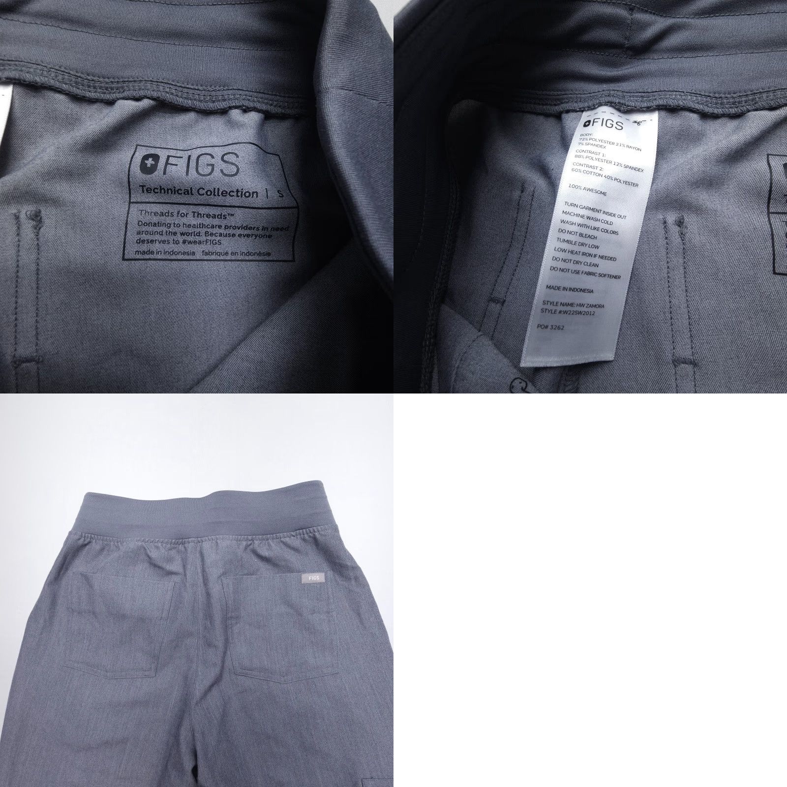 Vintage FIGS Zamora Cargo Scrub Jogger Pants Womens Small Drawstring Gray Medical Nurse Size 28" / US 6 / IT 42 - 8 Thumbnail